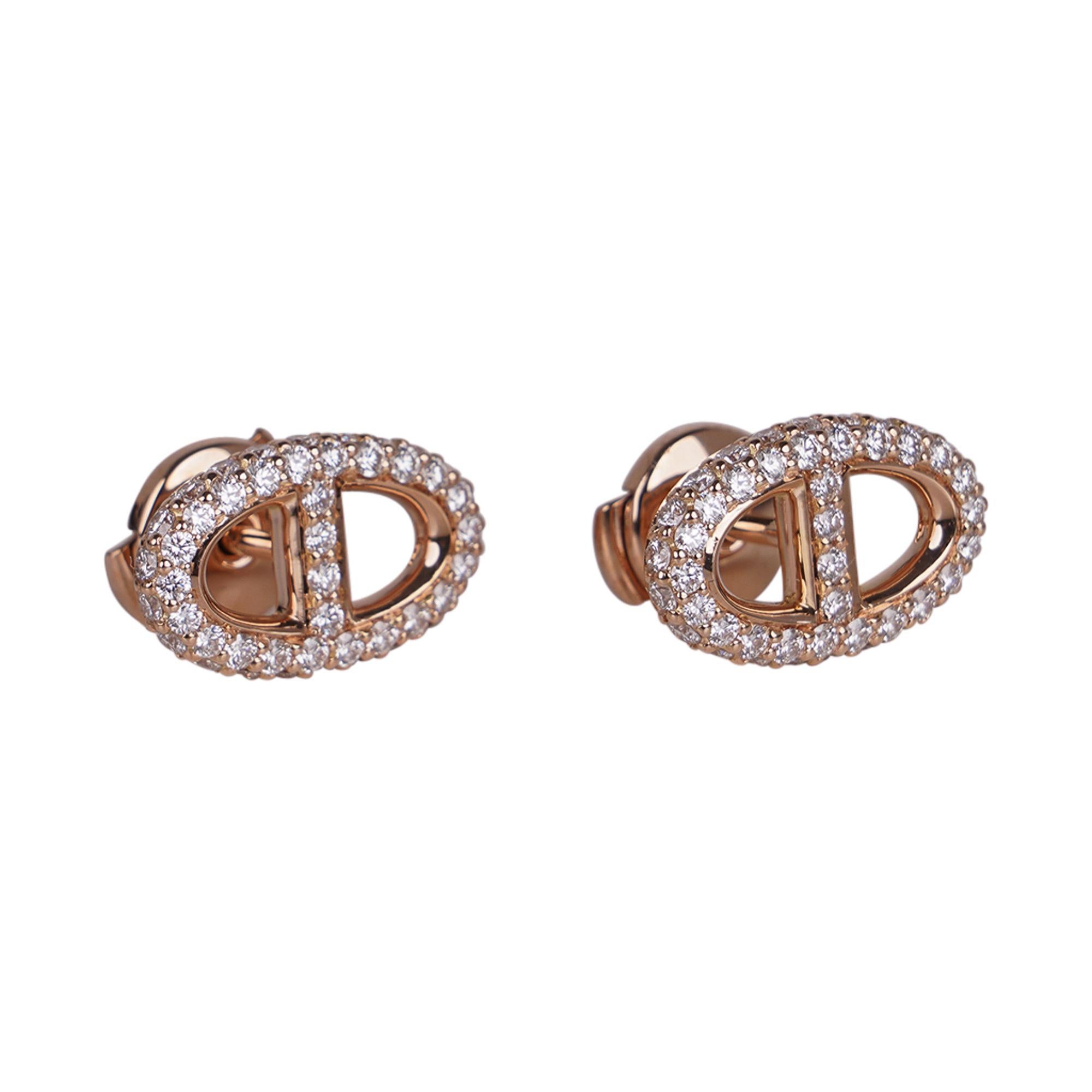 Brilliant Cut Hermes New Farandole Diamond Rose Gold Earrings For Sale