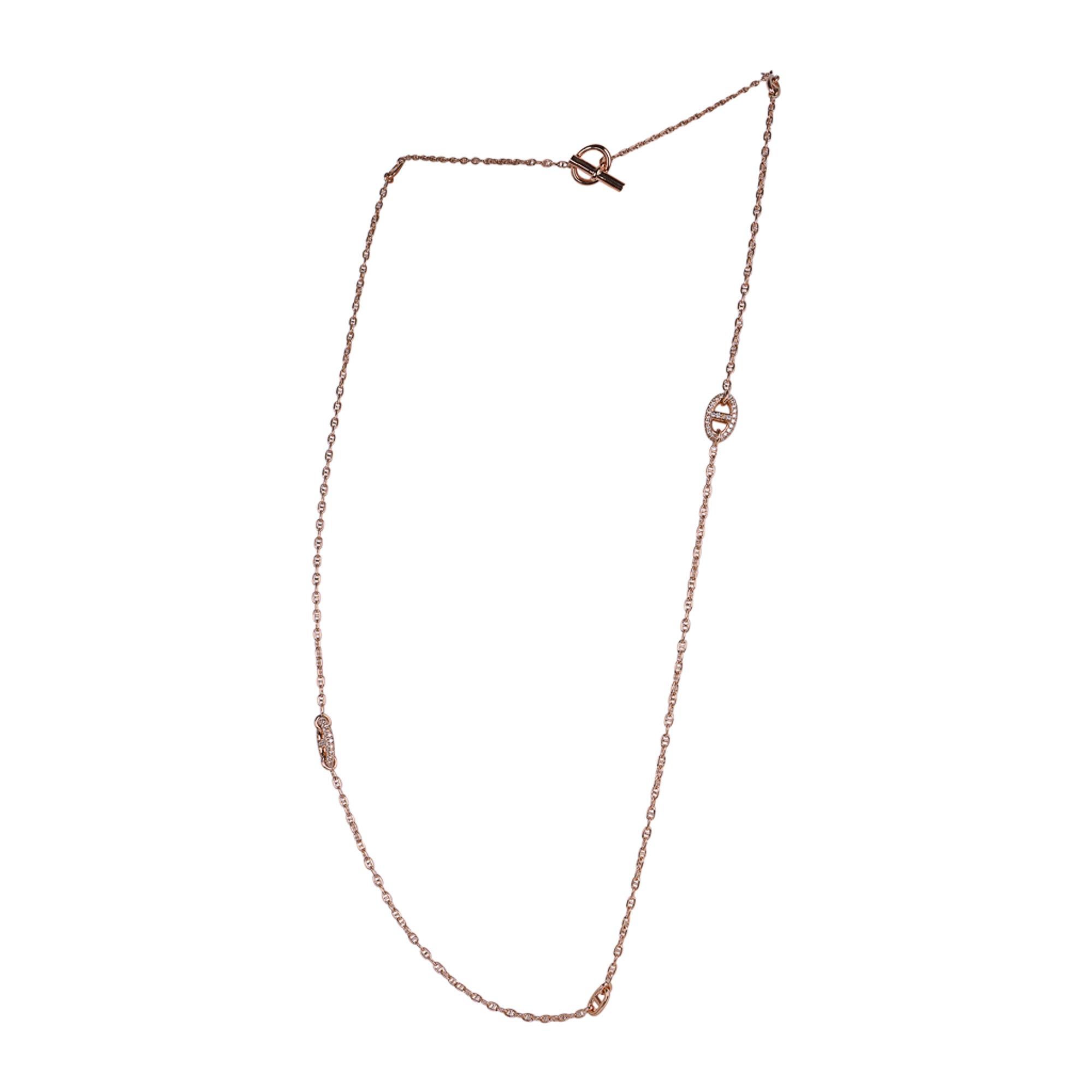 Hermes New Farandole Diamond Rose Gold Necklace 80 In New Condition For Sale In Miami, FL