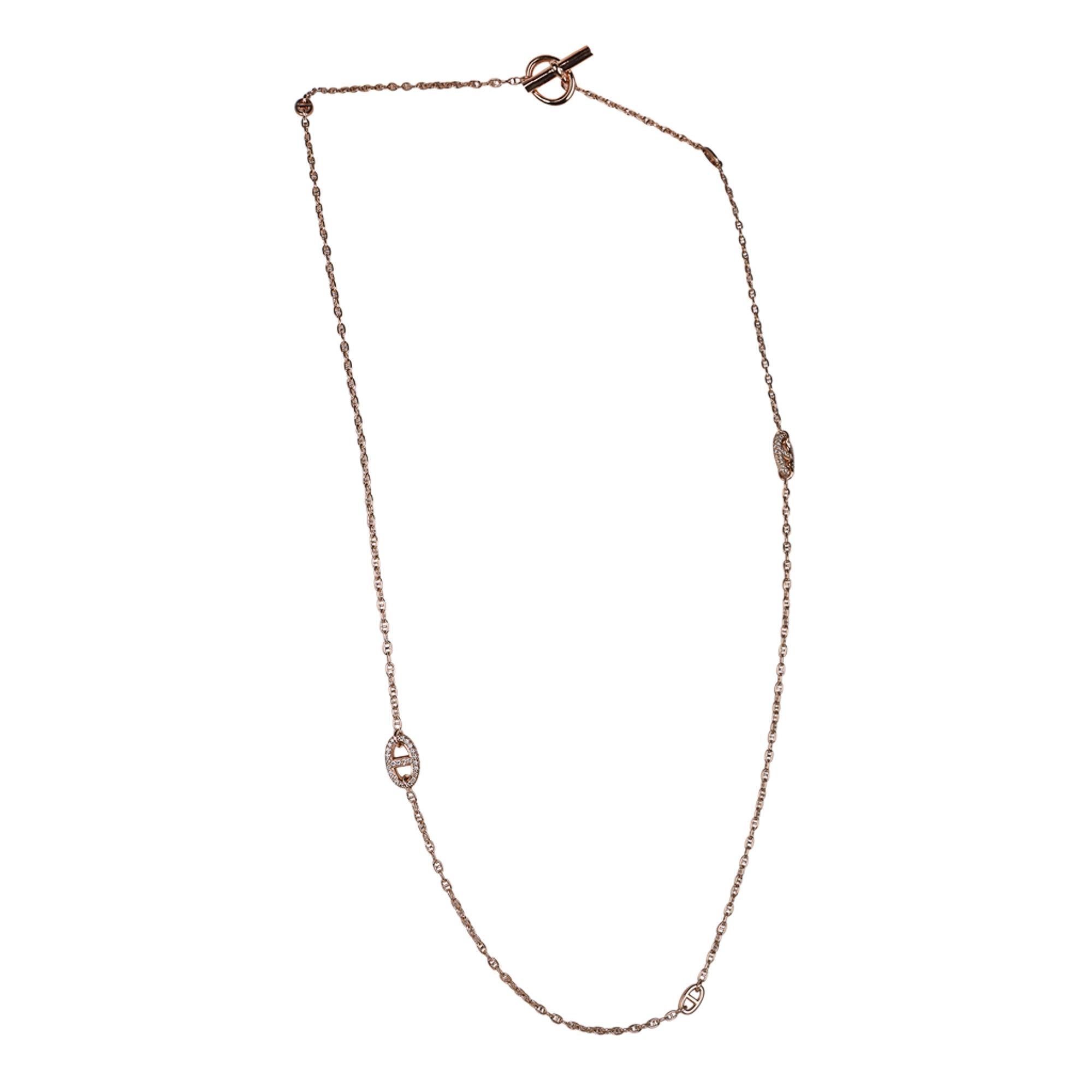 Women's Hermes New Farandole Diamond Rose Gold Necklace 80 For Sale