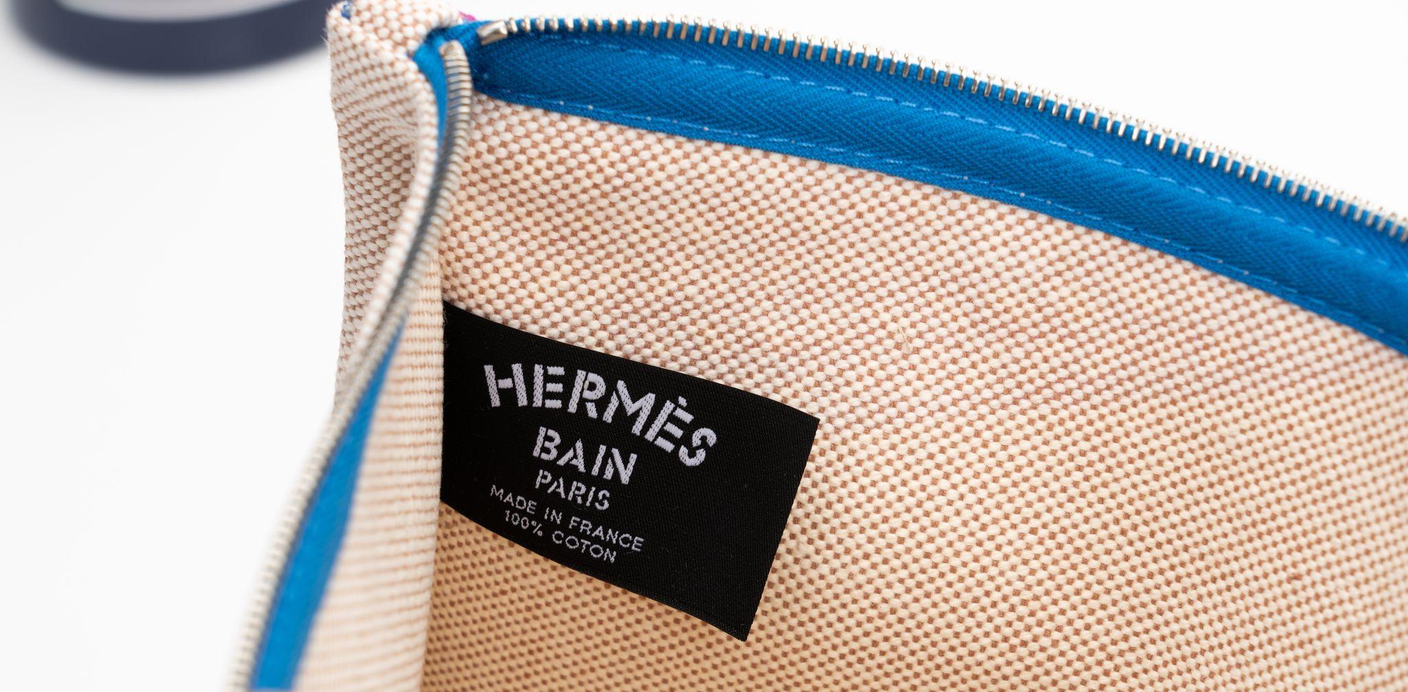 Hermès New Fish Toile Pochette Unisex in vendita 1