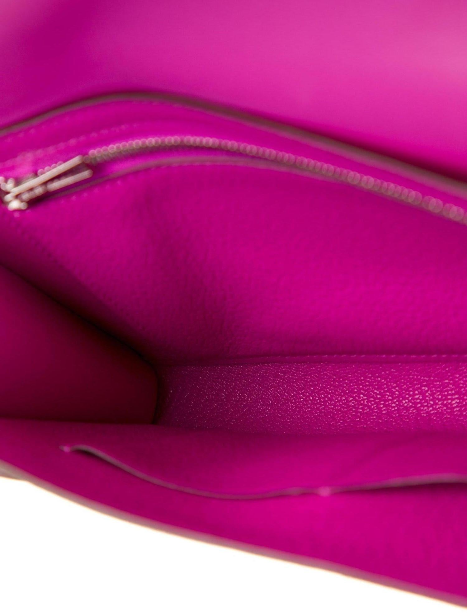 Women's Hermes NEW Fuchsia Magnolia Leather Small Clutch Wallet Evening Flap Bag in Box