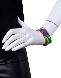 Hermes NEU Gold/ Au Paradis Faubourg Regenbogen breite Emaille Armreif sz 65