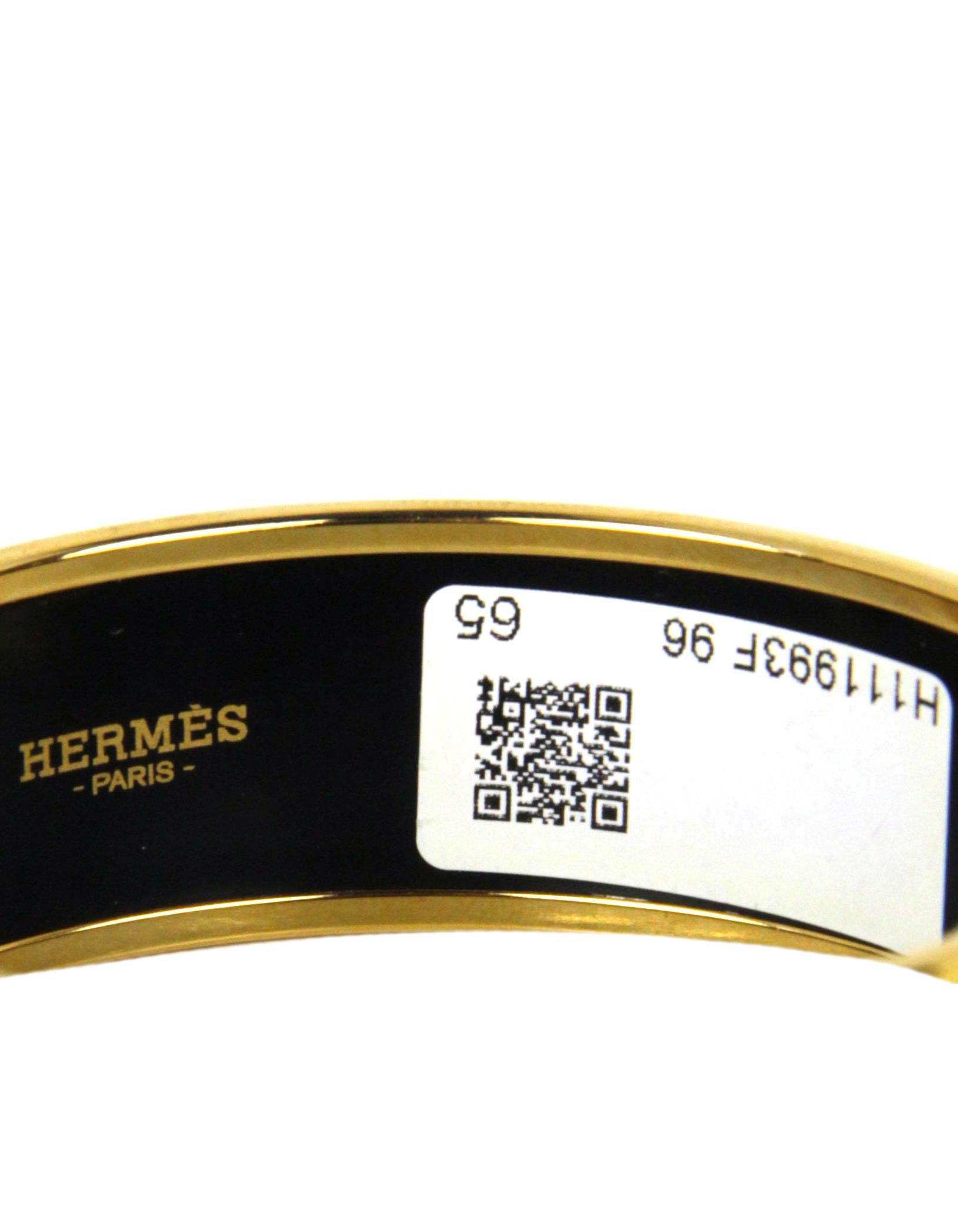 Hermes NEW Gold/ Au Paradis Faubourg Rainbow Wide Enamel Bangle sz 65 1