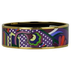 Hermes NEW Gold/ Au Paradis Faubourg Rainbow Wide Enamel Bangle sz 65