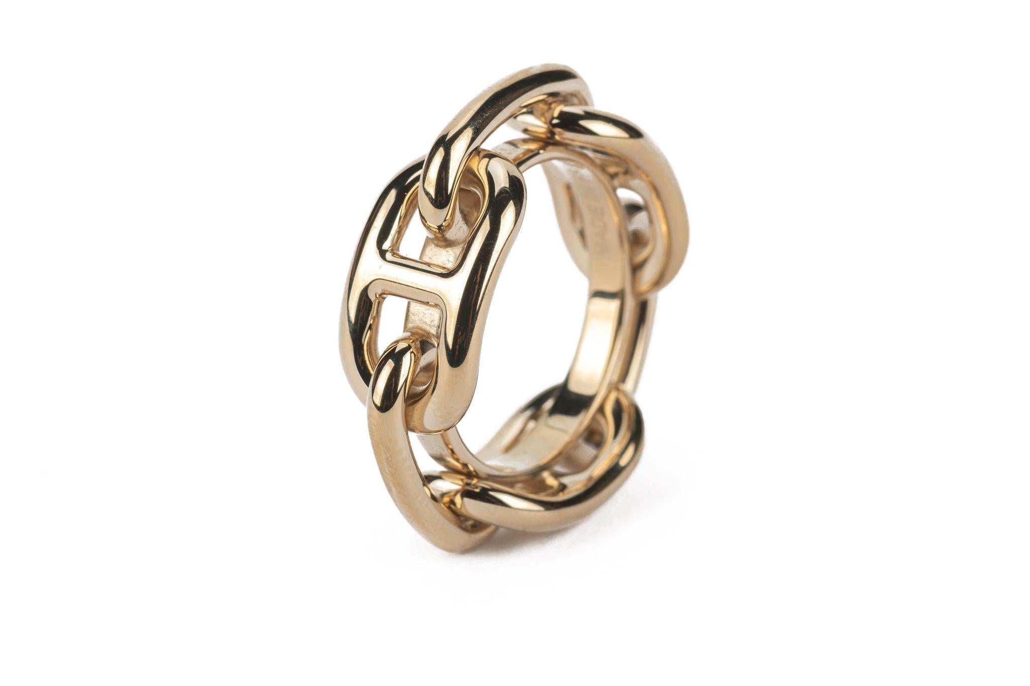 Hermès New Gold Chain d'Ancre Scarf Ring For Sale 2