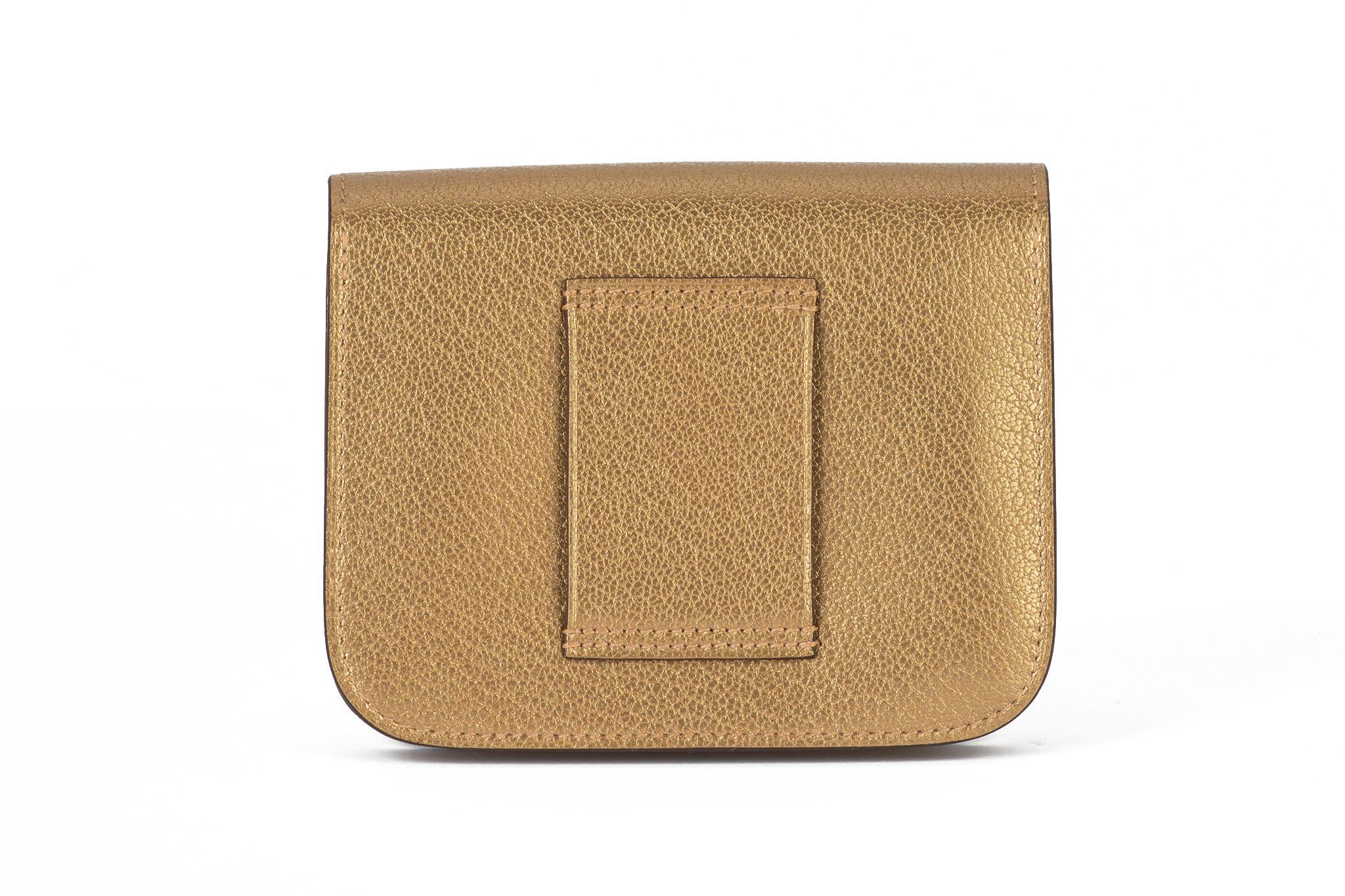 Marrone Portafoglio Hermès New Gold Costance Slim in vendita