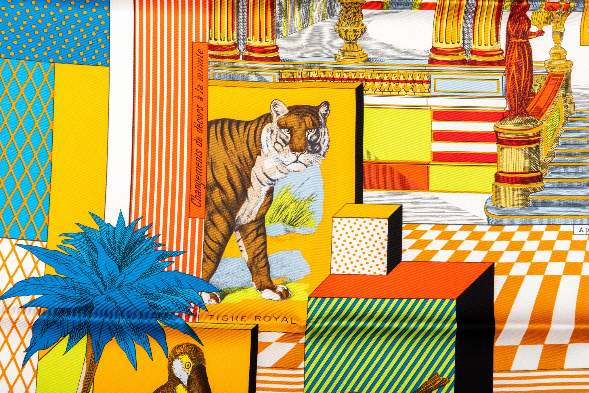 Orange Hermès New Grand Theatre Nouveau Scarf For Sale