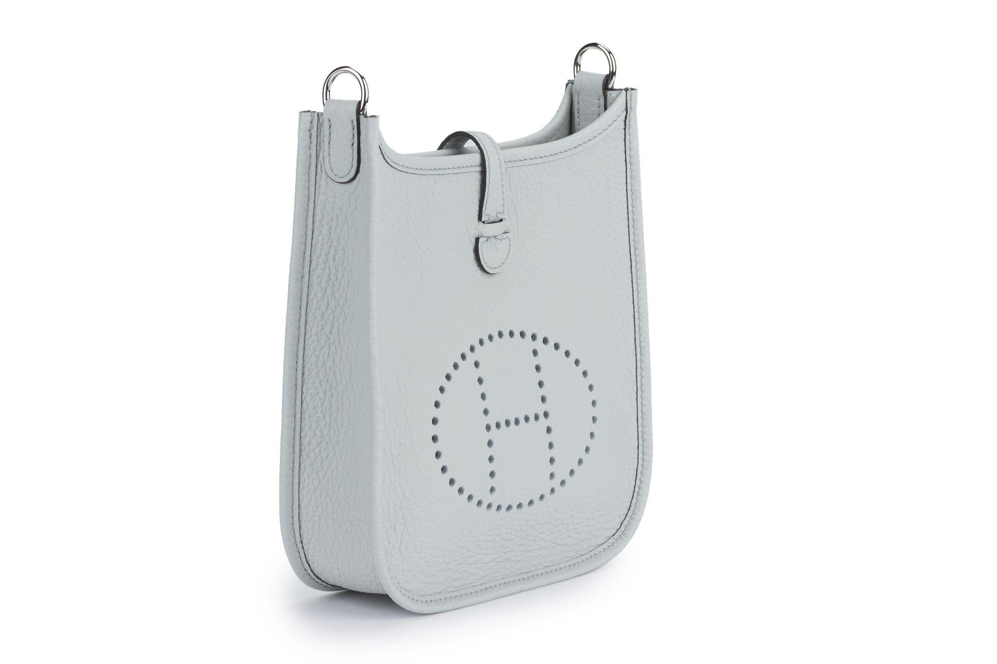 Women's or Men's Hermes New Grey Mini Evelyne Handbag For Sale