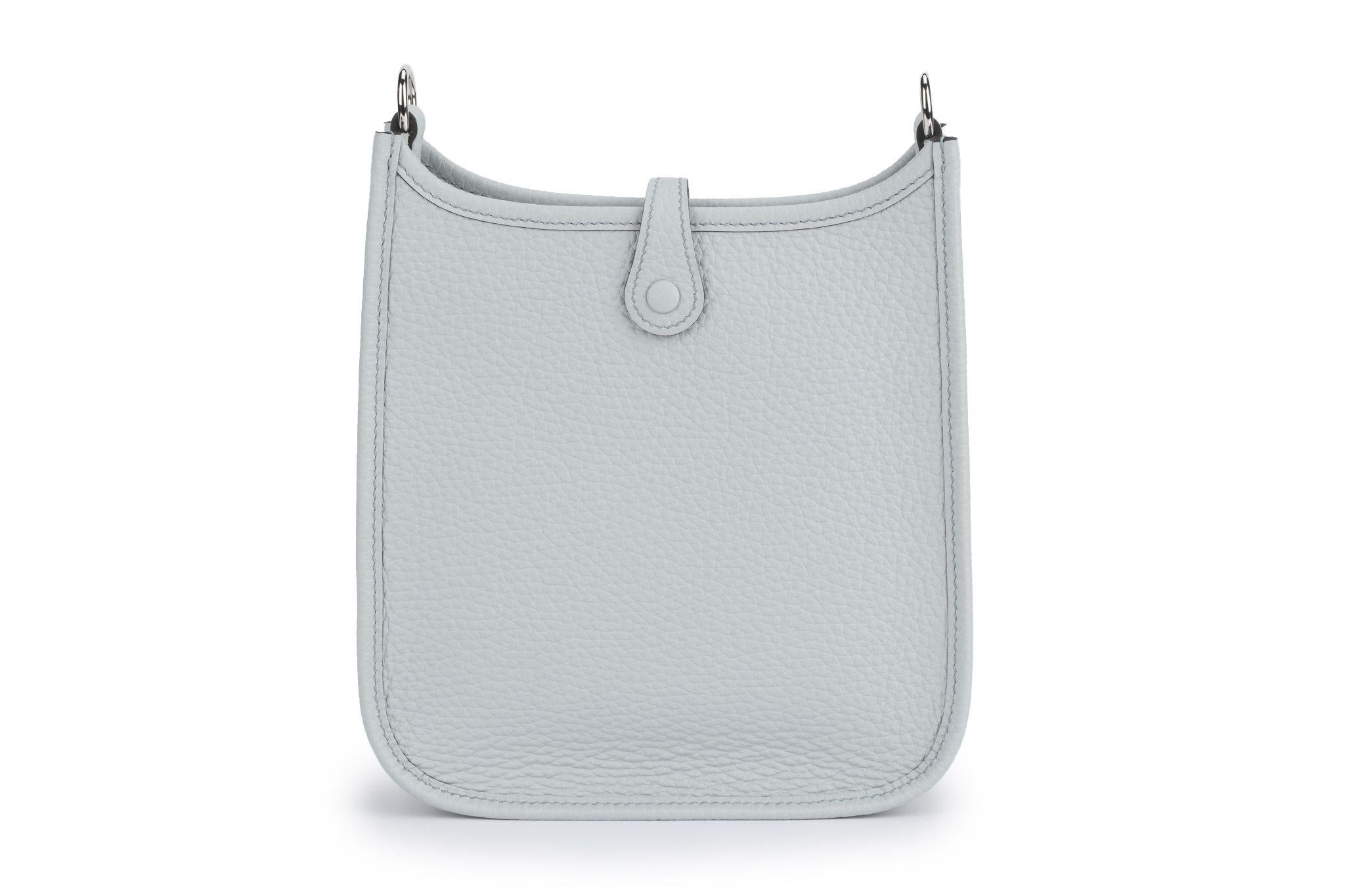 Hermes New Grey Mini Evelyne Handbag For Sale 2
