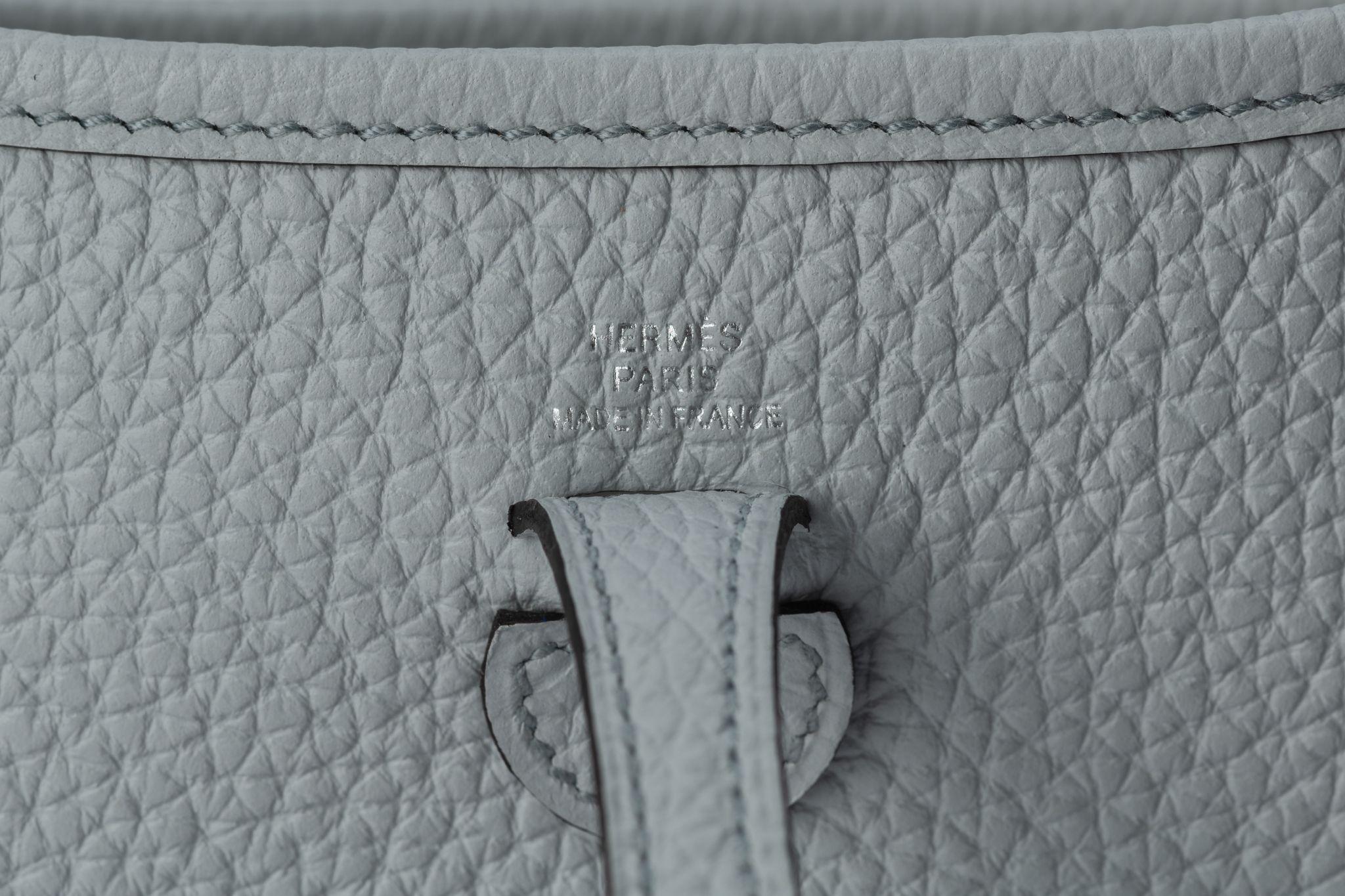Hermes New Grey Mini Evelyne Handbag For Sale 5