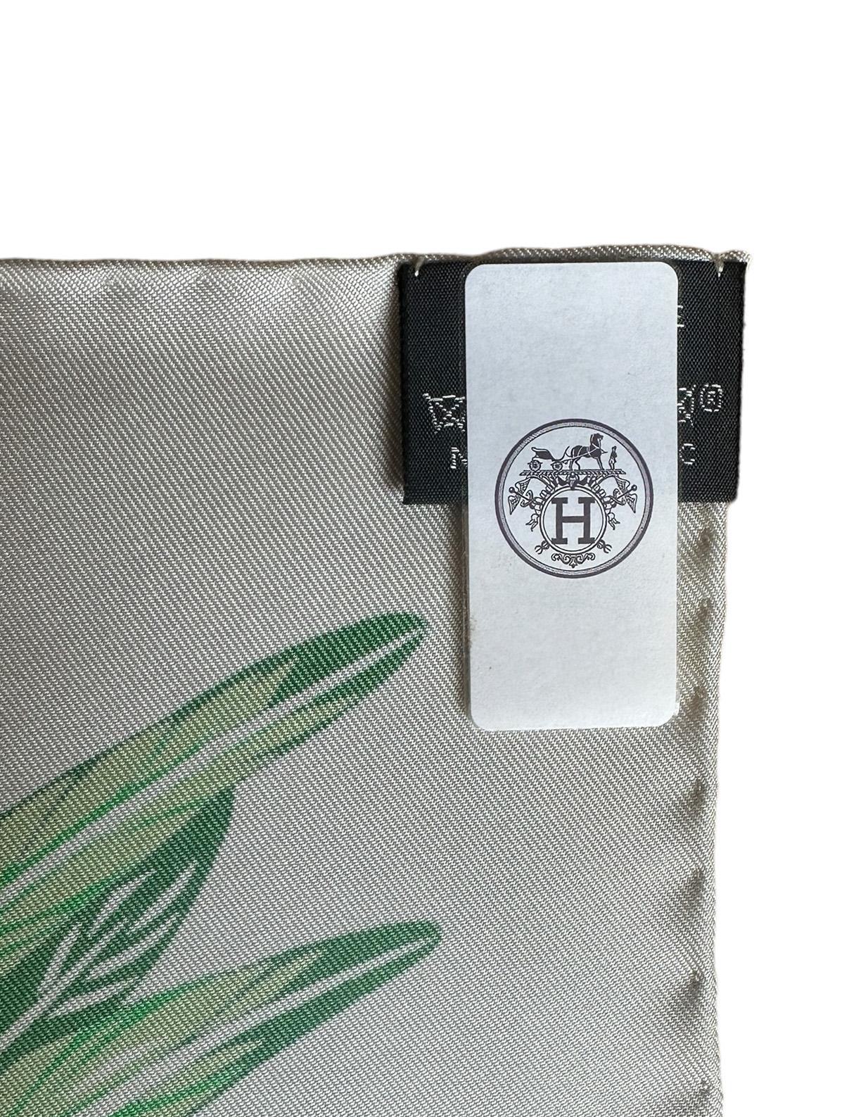 Pañuelo de seda Hermes NEW Gris Argent, Vert, Jaune Danse Pacifique 90cm 6