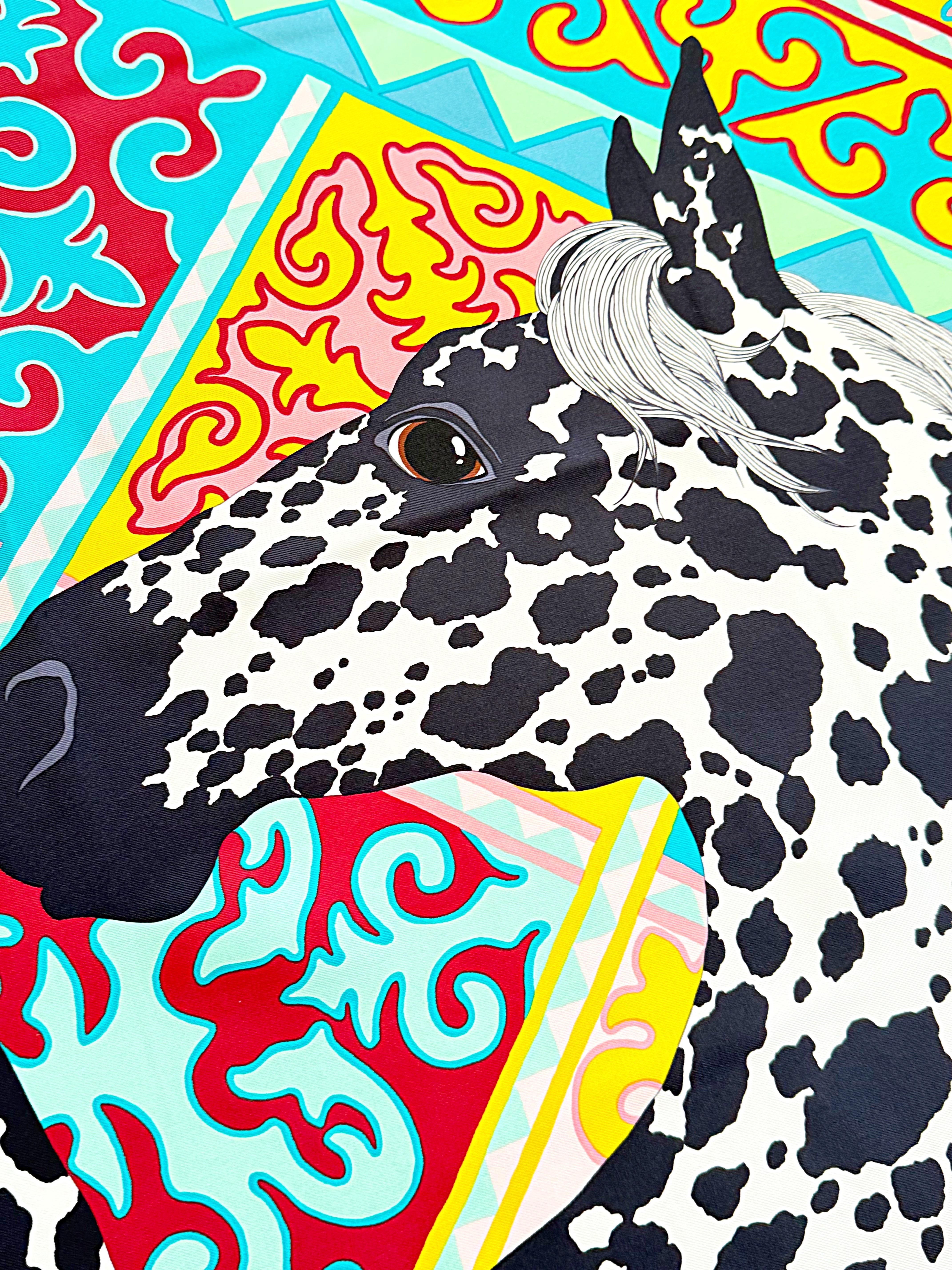 Hermes New in Box Appaloosa Des Steppes 90cm by Alice Shirley Rare Silk Scarf 5