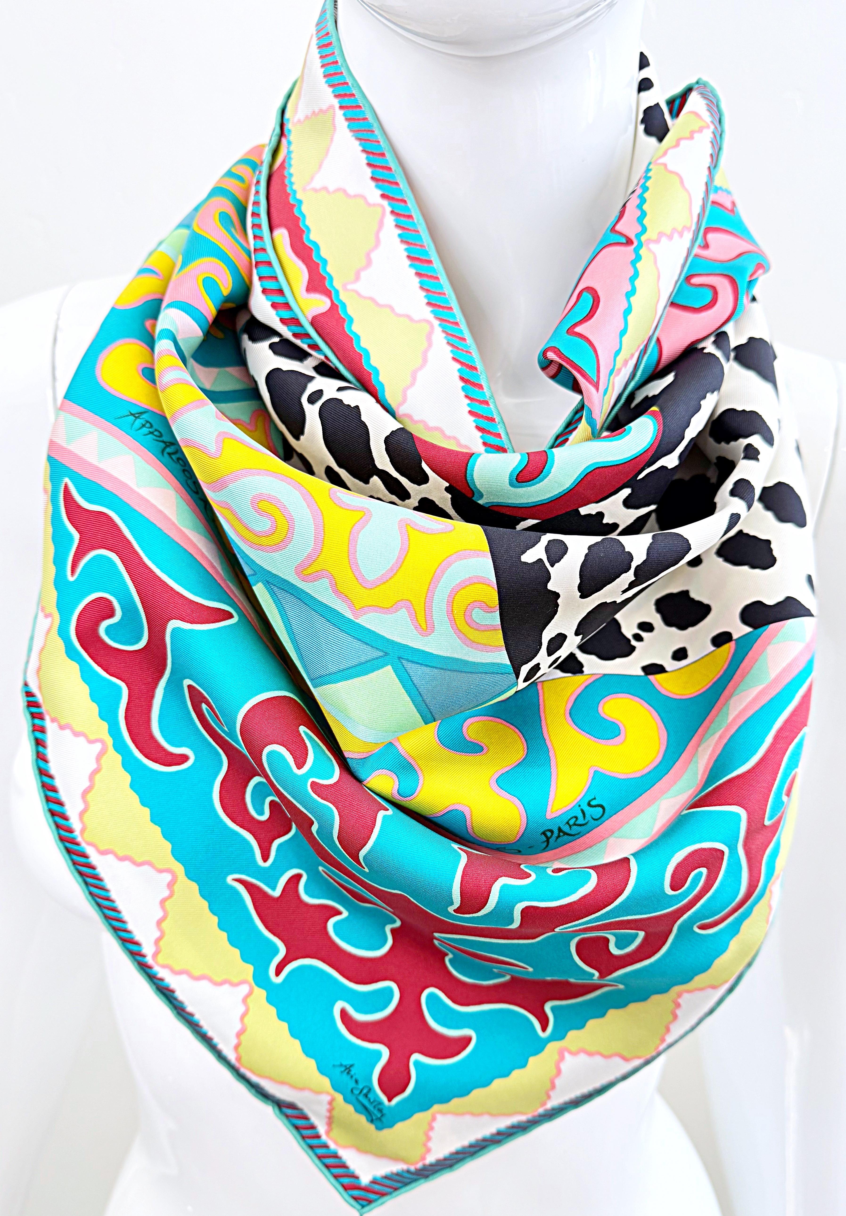 Hermes New in Box Appaloosa Des Steppes 90cm by Alice Shirley Rare Silk Scarf 8