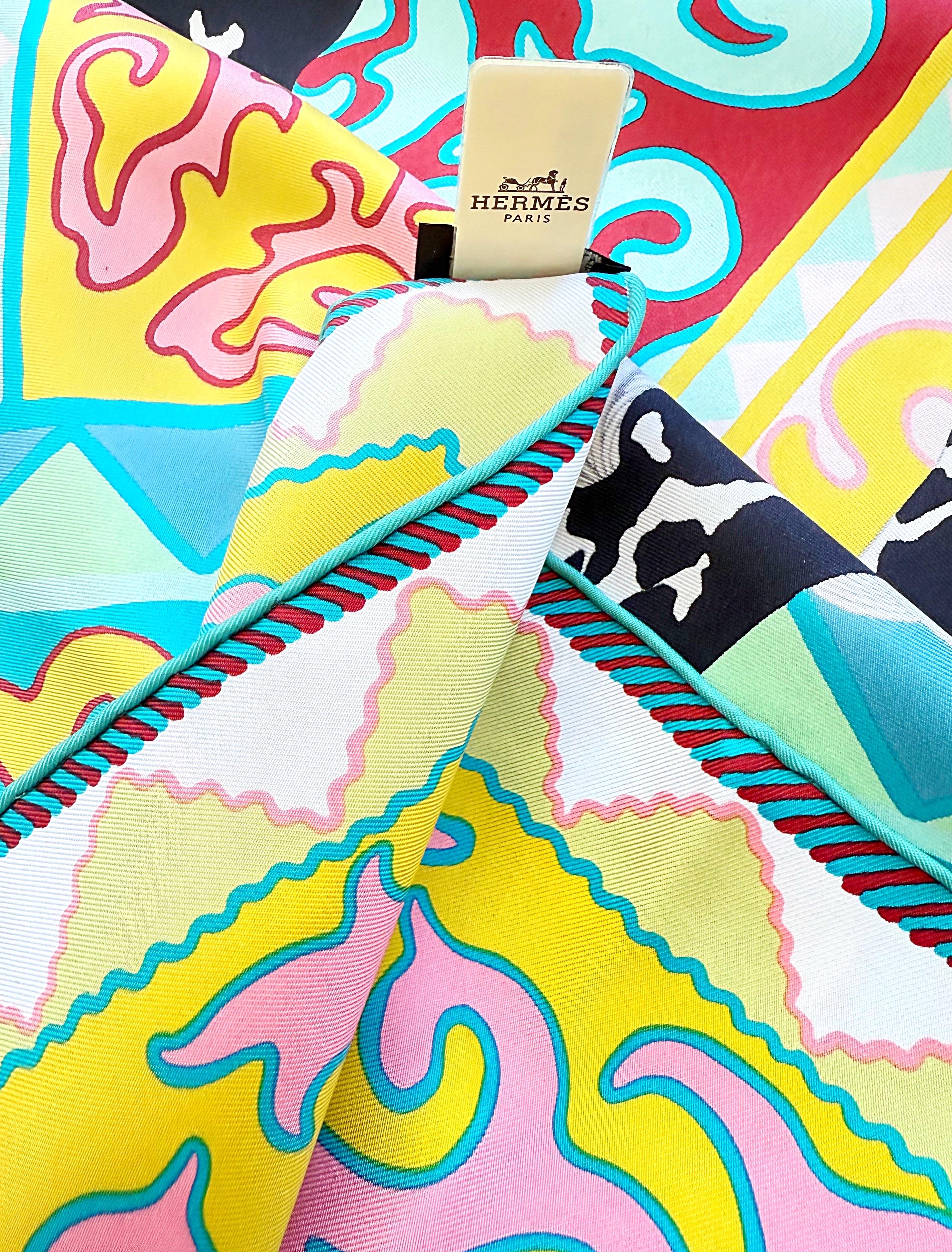 Hermes New in Box Appaloosa Des Steppes 90cm by Alice Shirley Rare Silk Scarf 9