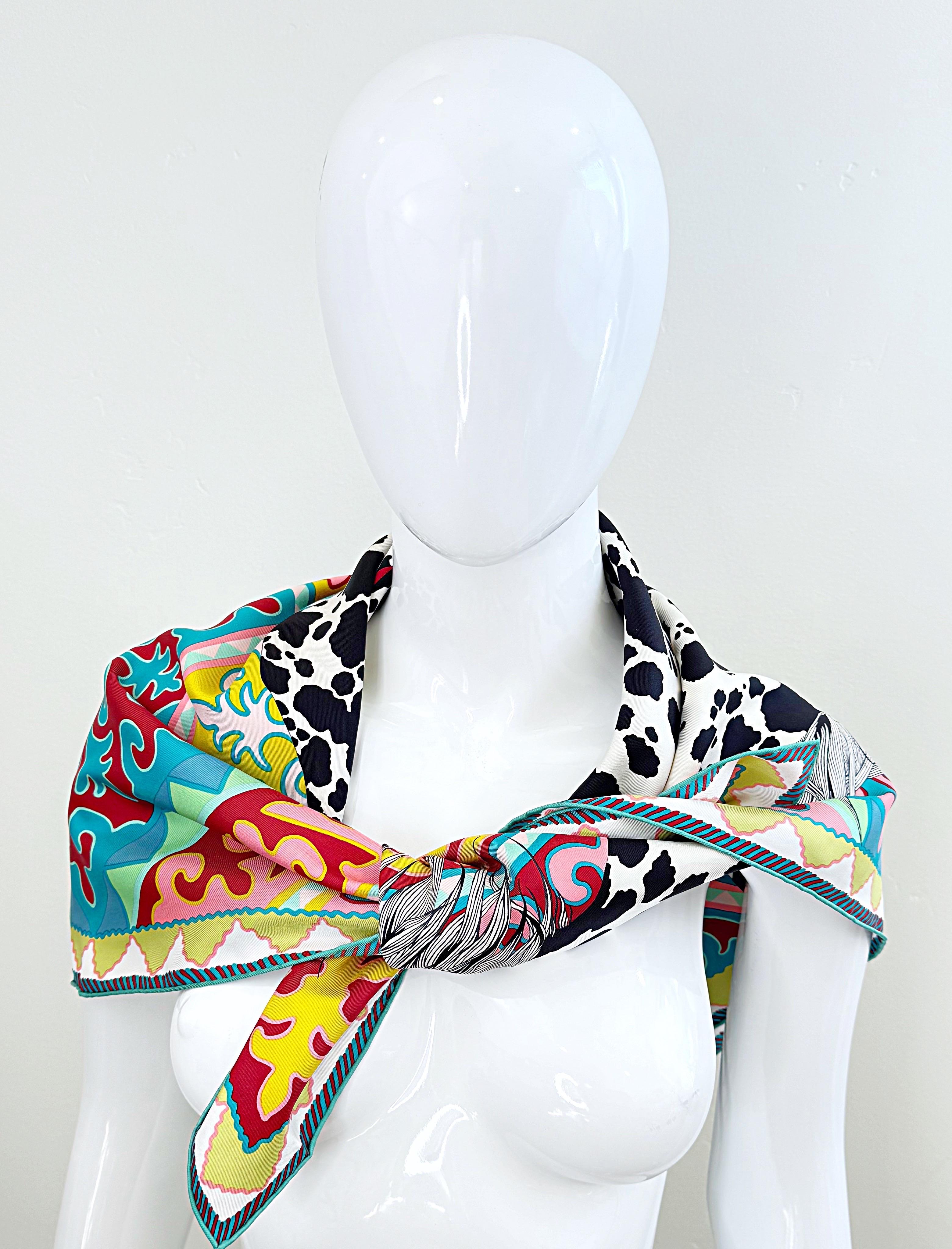 Hermes New in Box Appaloosa Des Steppes 90cm by Alice Shirley Rare Silk Scarf 13