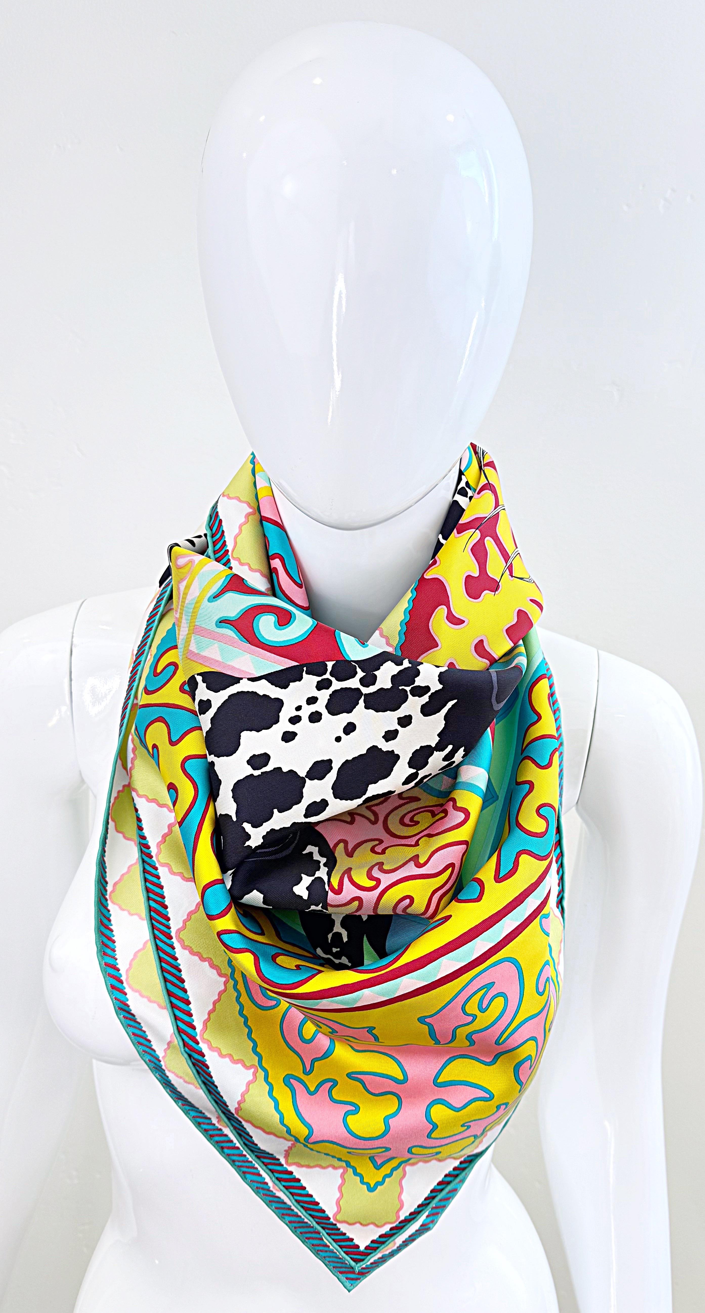 Hermes New in Box Appaloosa Des Steppes 90cm by Alice Shirley Rare Silk Scarf 2