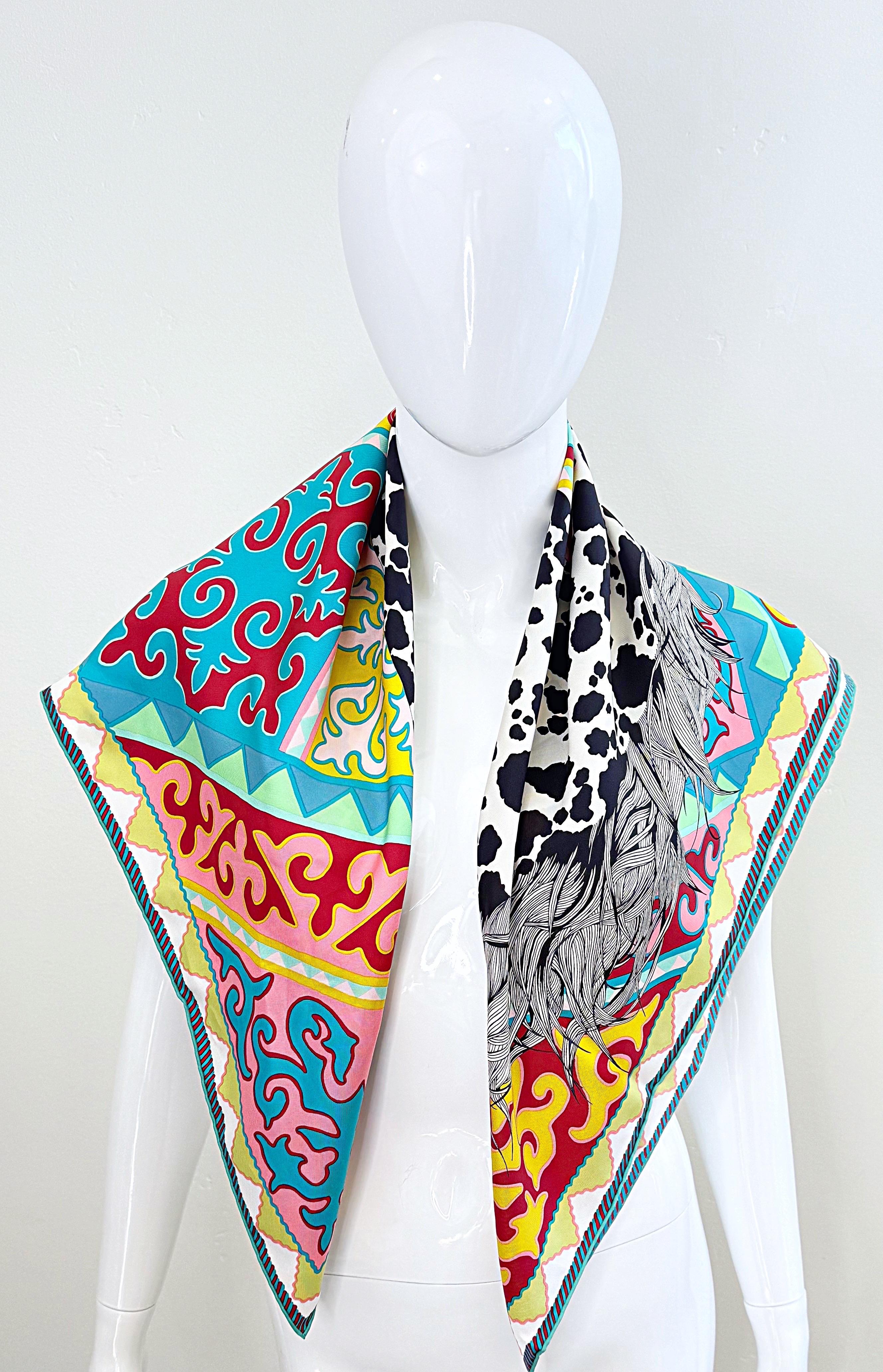 Hermes New in Box Appaloosa Des Steppes 90cm by Alice Shirley Rare Silk Scarf 3
