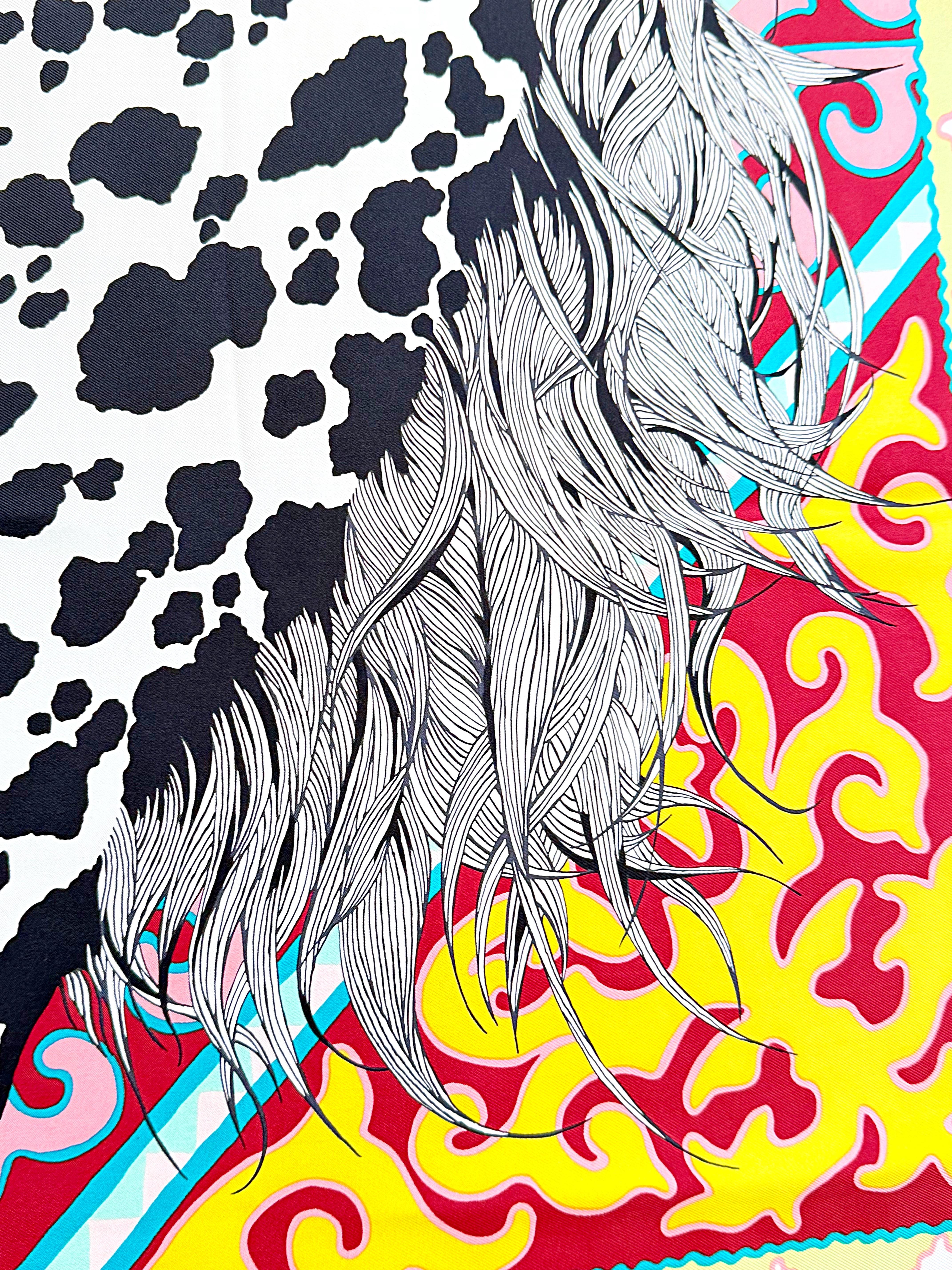 Hermes New in Box Appaloosa Des Steppes 90cm by Alice Shirley Rare Silk Scarf 4