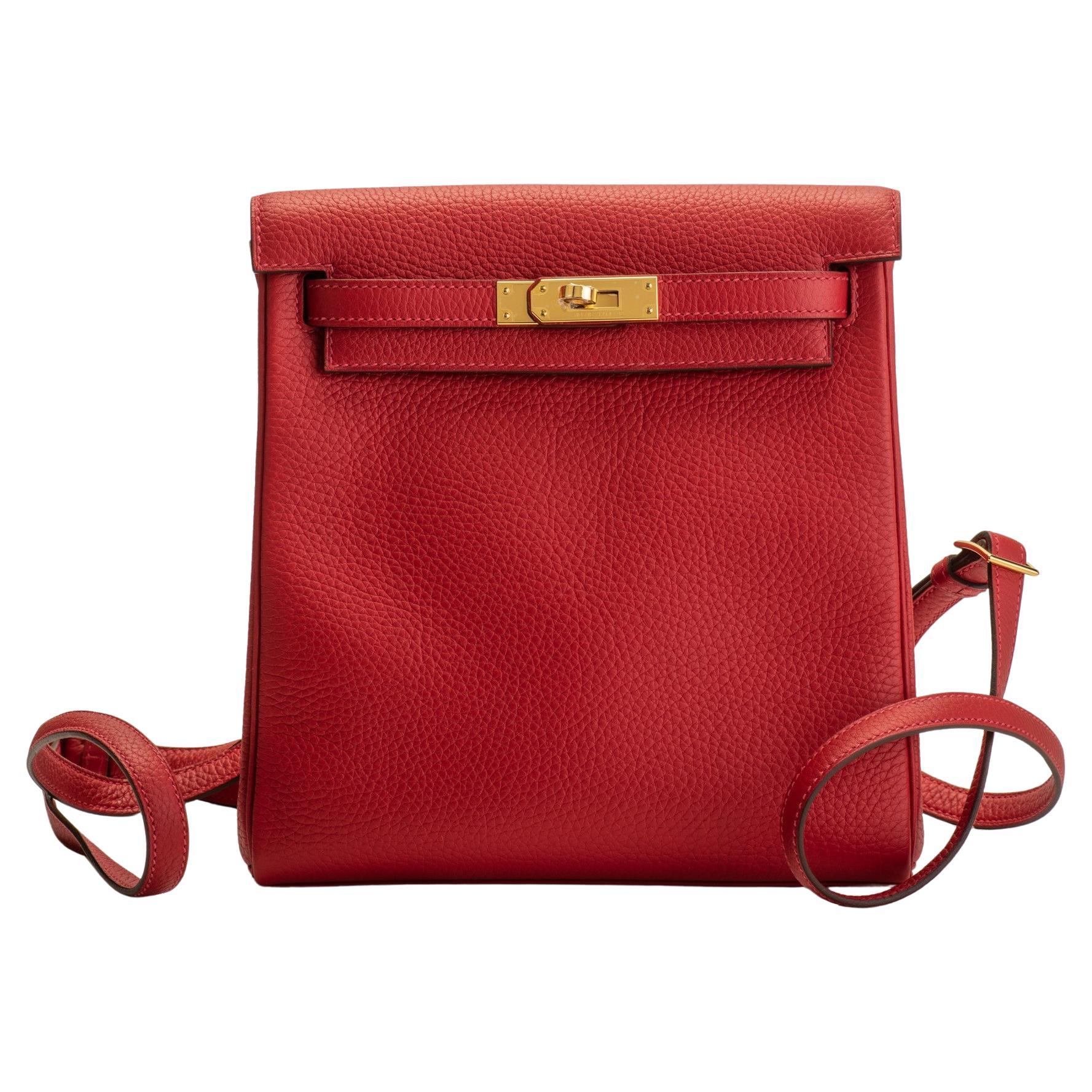 Hermès New in Box Rouge Kelly Backpack Bag For Sale