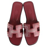 Hermes Oran Hill Sandal Rouge Rubis size 40EU or US10 Box 2 inch Heel New  Box