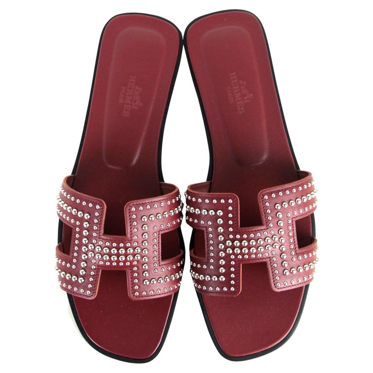 Brand New 2023 Hermes Oran Sandals Leather Rouge Jaipur 41 Authentic