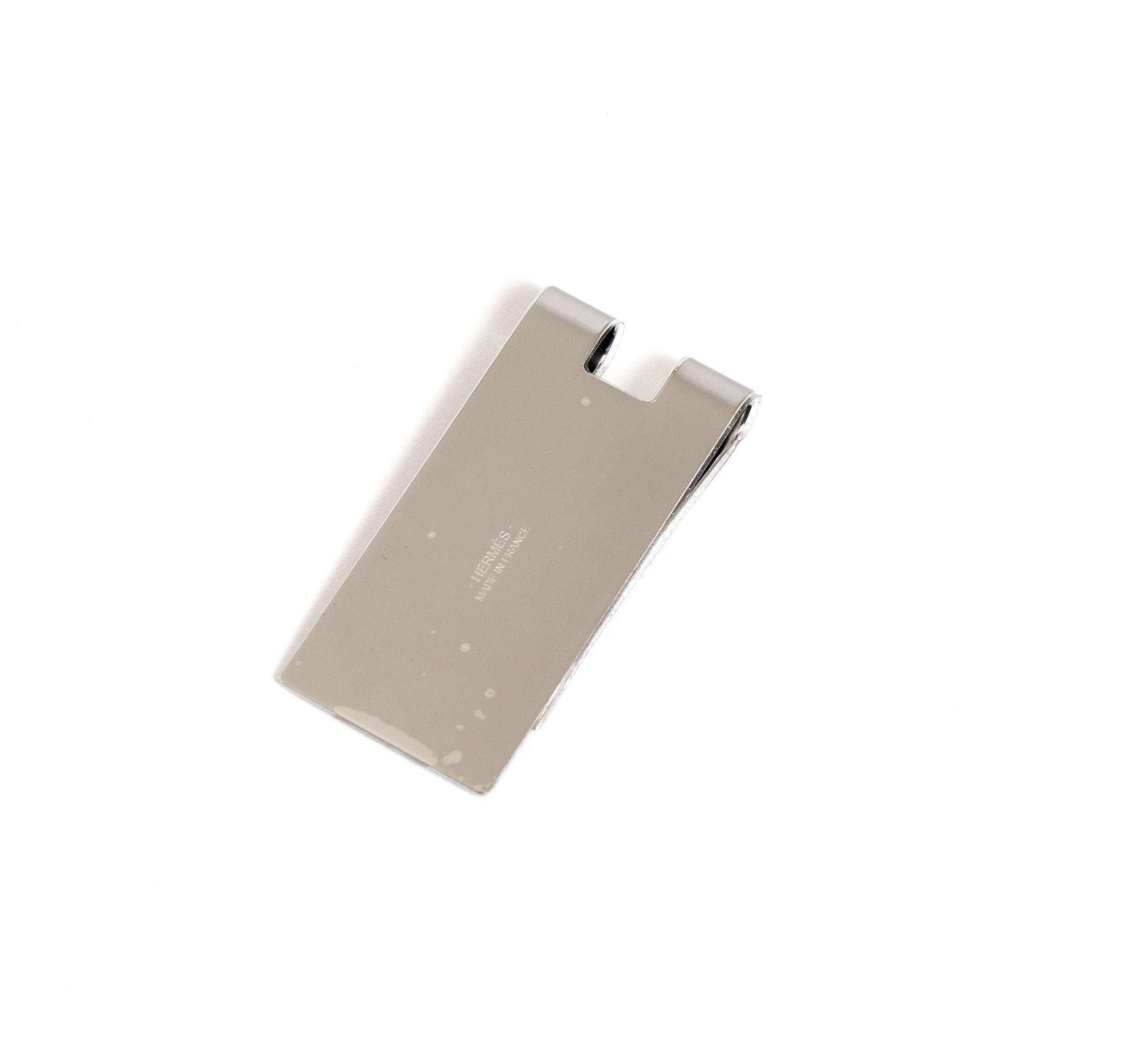 Black Hermes New in Box Silver Logo Money Clip For Sale