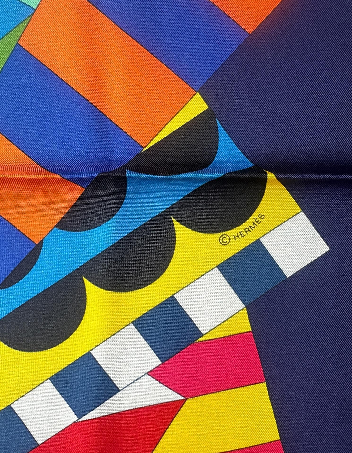 Hermes NEW Indigo/ Jaune/ Vif Cheval De Fete 90cm Silk Scarf designed by Jan Bajtlik

Made In: France
Color: Indigo/ Jaune/ Vif
Materials: 100% Silk
Overall Condition: Excellent, like new
Includes: Hermes tag
Retail: $550 plus tax
Please note that