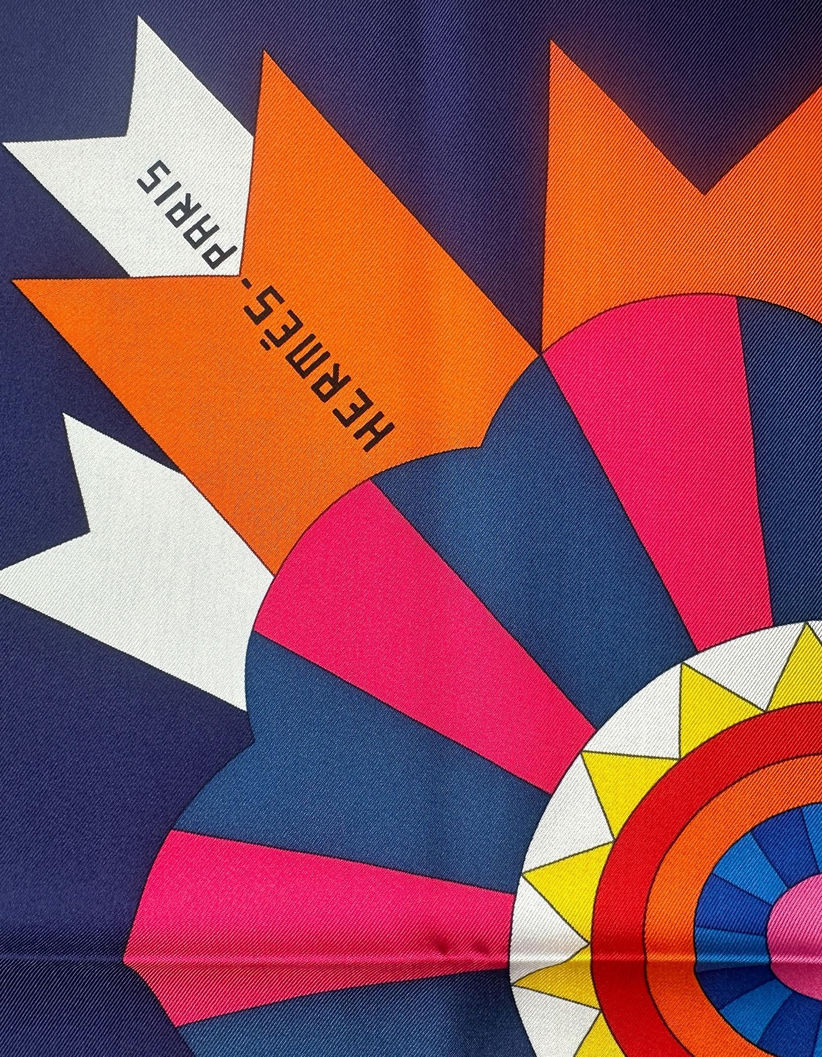 Purple Hermes NEW Indigo/ Jaune/ Vif Cheval De Fete 90cm Silk Scarf
