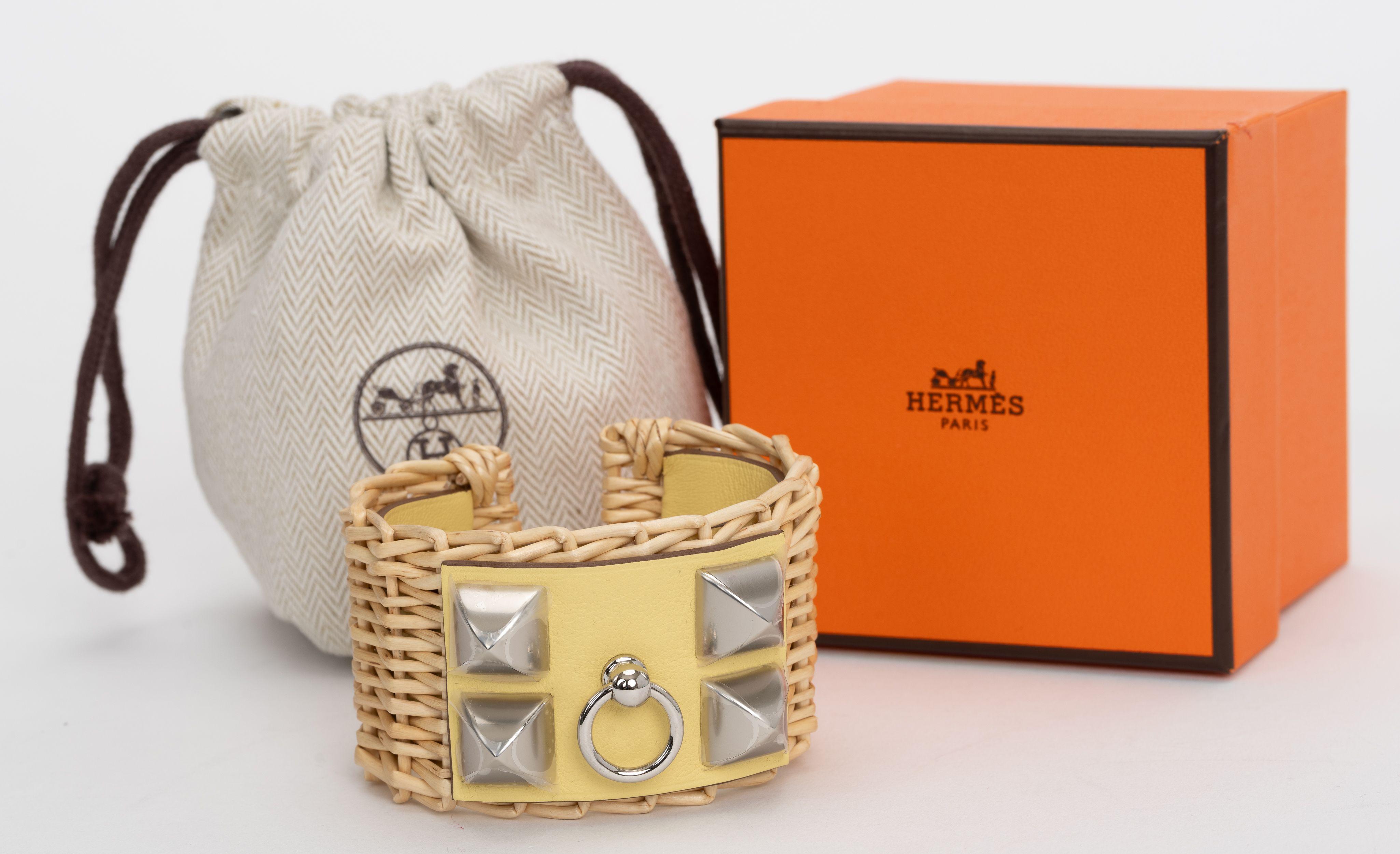 Hermes New Jaune Picnic Cuff Bracelet en vente 2