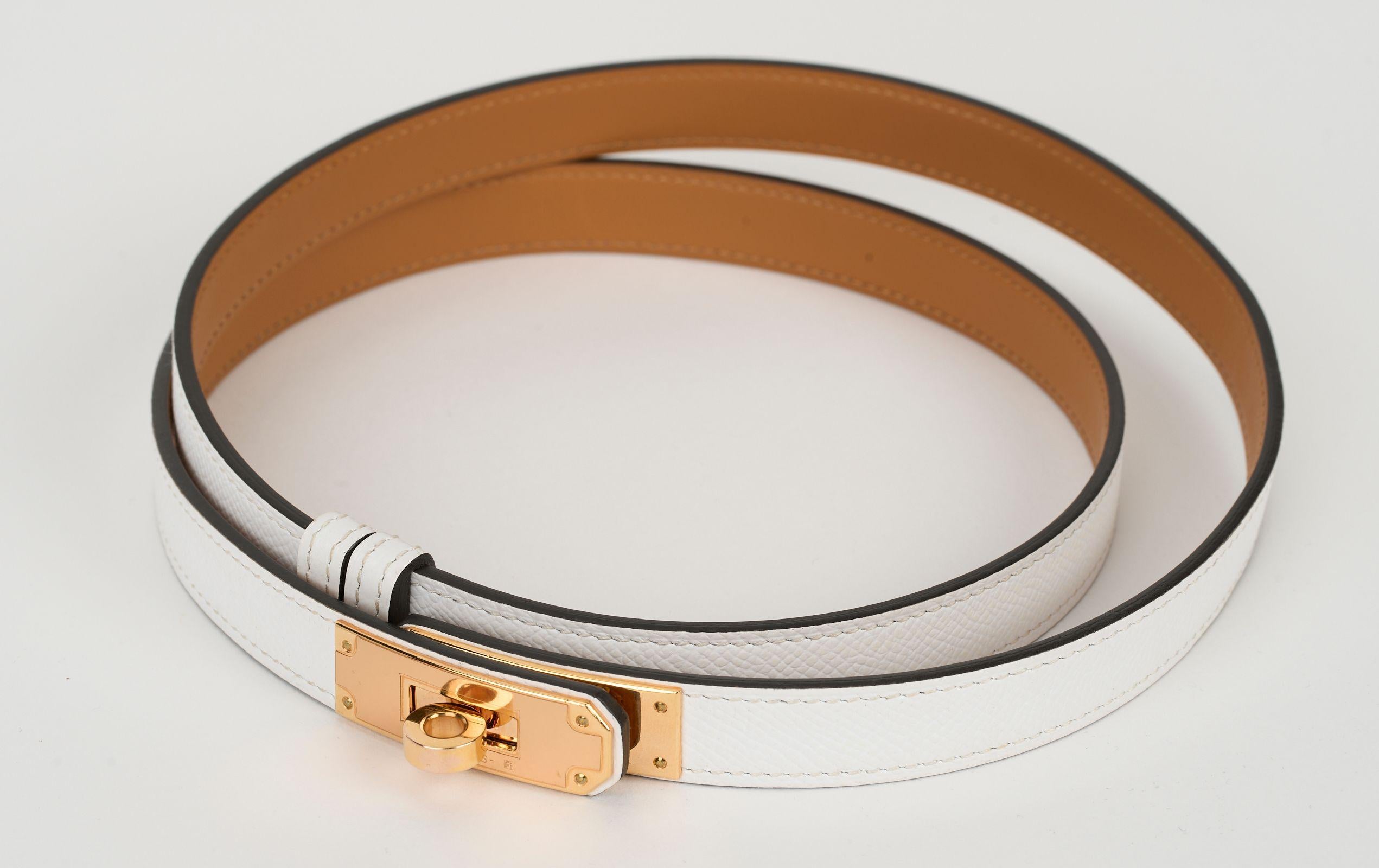 Orange Hermès New Kelly 18 White Rose Gold For Sale