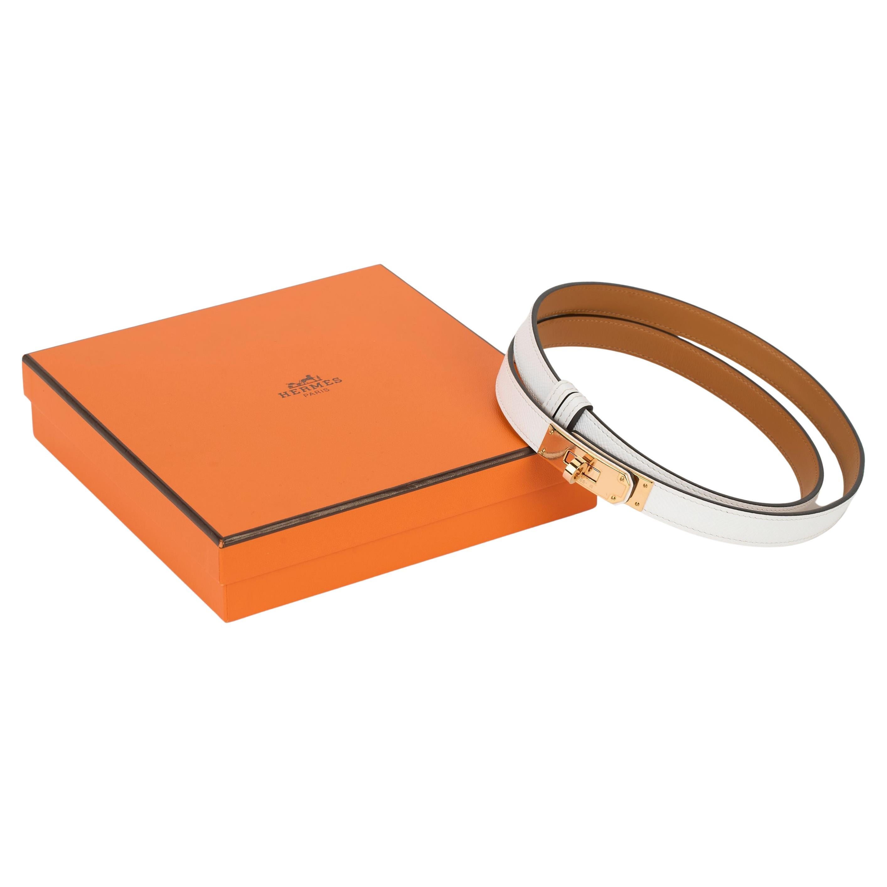 Hermès New Kelly 18 White Rose Gold For Sale