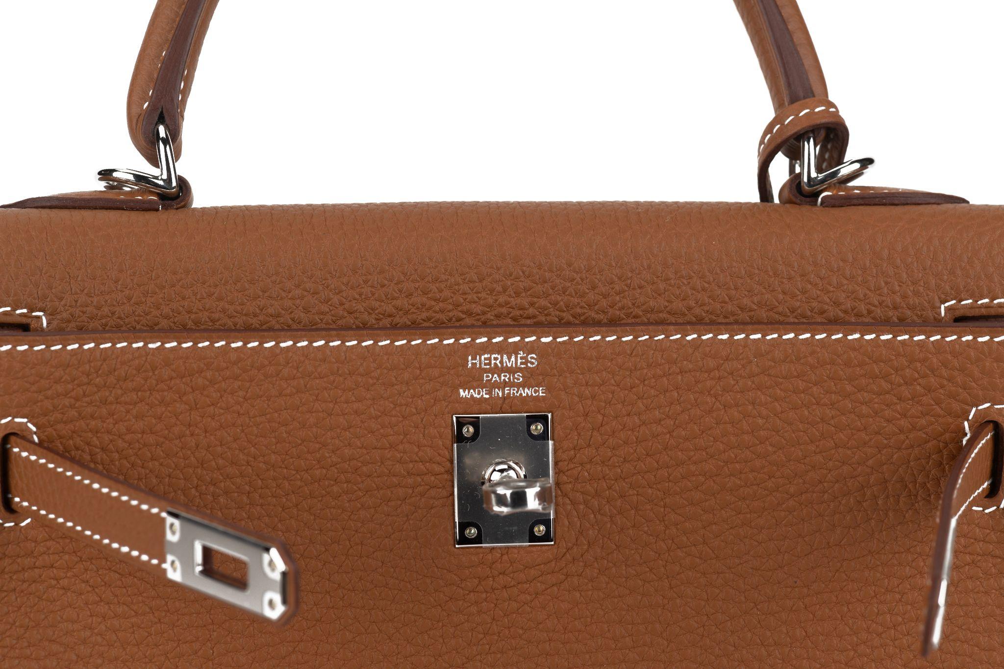 Hermes New Kelly 25 Gold Togo Palladium im Angebot 5