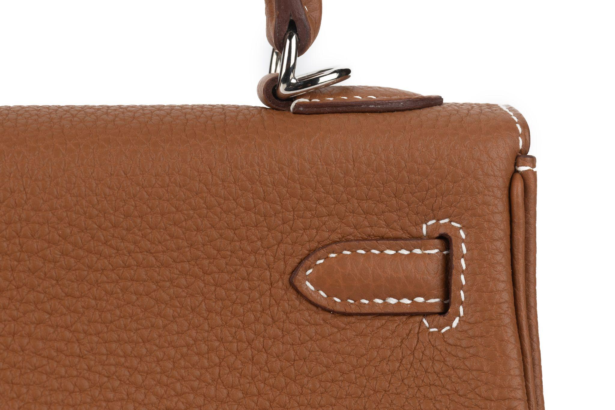 Hermes New Kelly 25 Gold Togo Palladium im Angebot 7