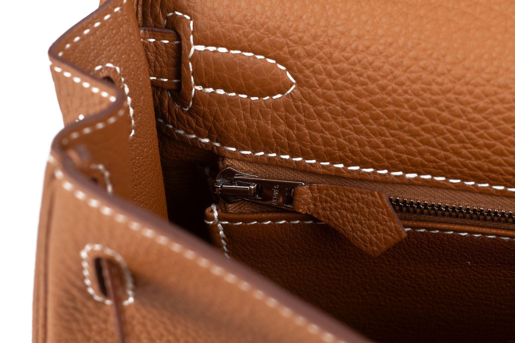 Hermes New Kelly 25 Gold Togo Palladium im Angebot 10