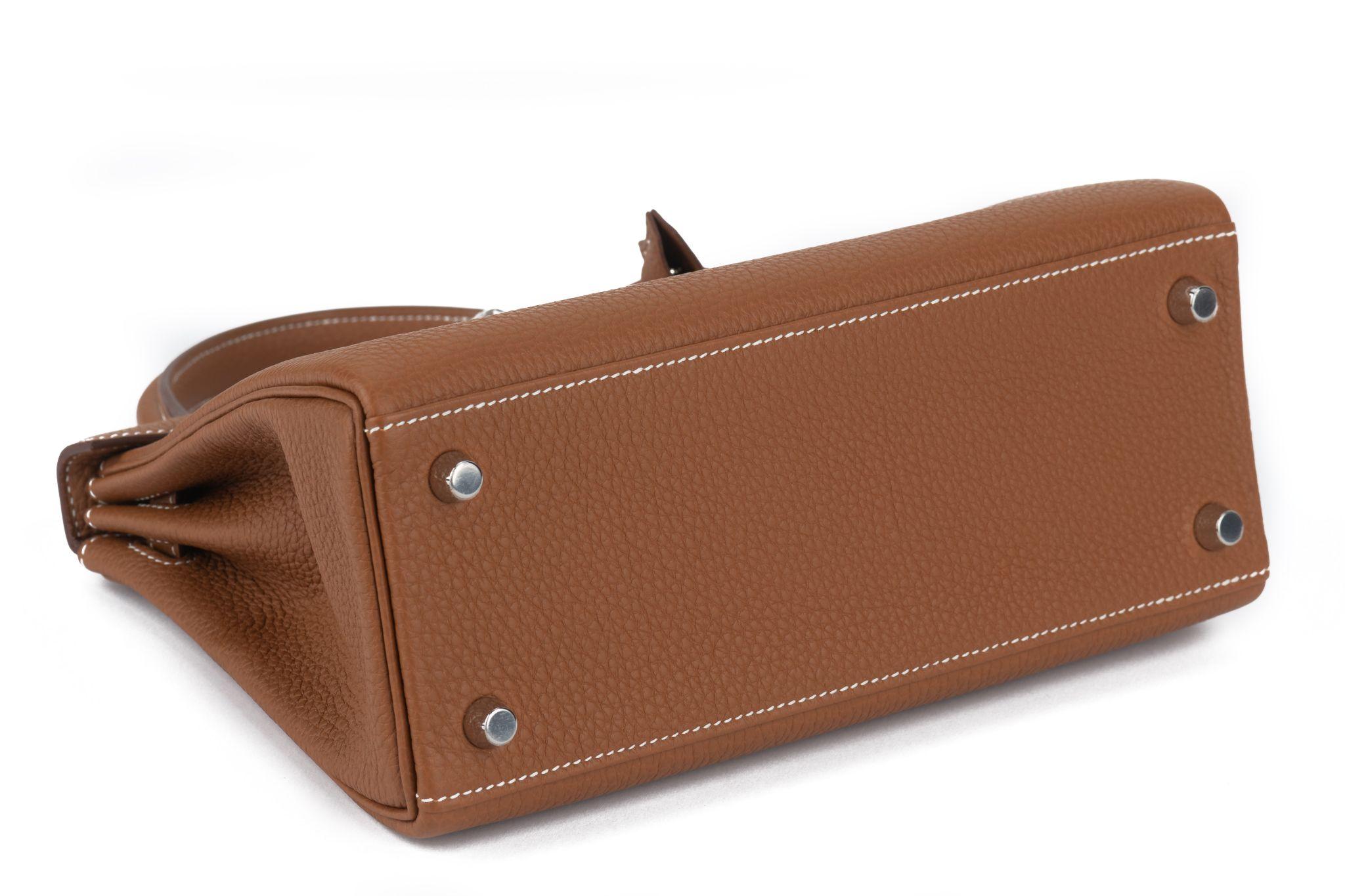 Hermes New Kelly 25 Gold Togo Palladium im Angebot 2