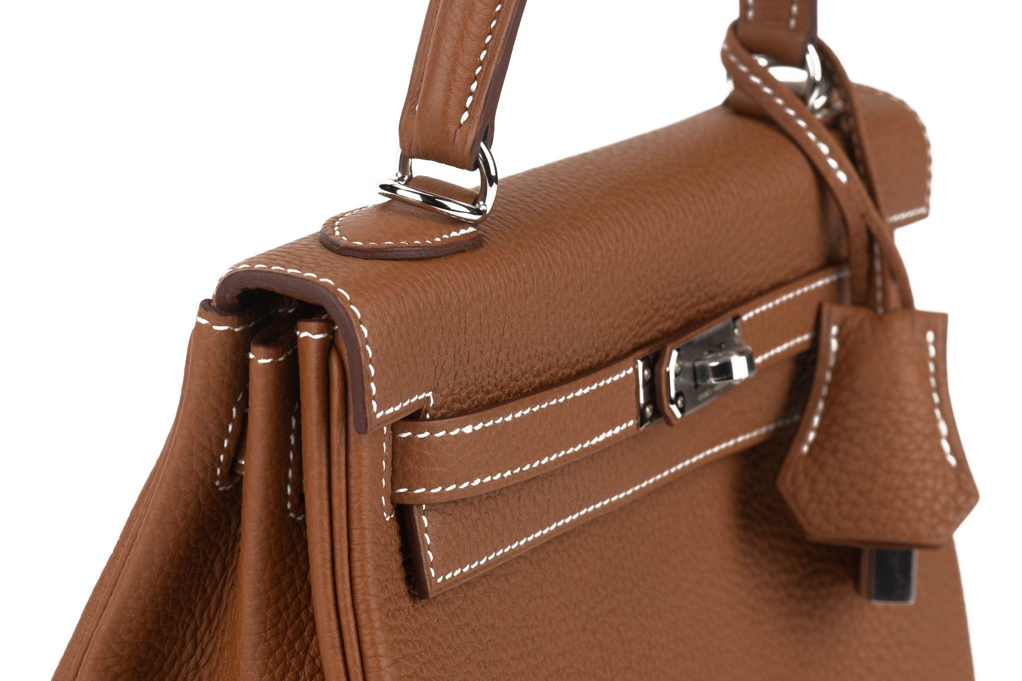 Hermes New Kelly 25 Gold Togo Palladium im Angebot 3