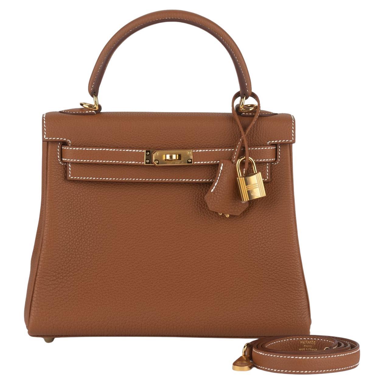 Hermès  New Kelly 25 Retournè Gold Togo