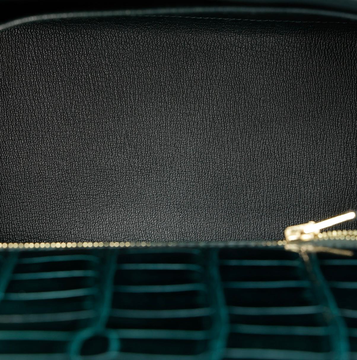 HERMES NEW Kelly 25 Sellier Green Alligator Gold Exotic Shoulder Flap Bag 5