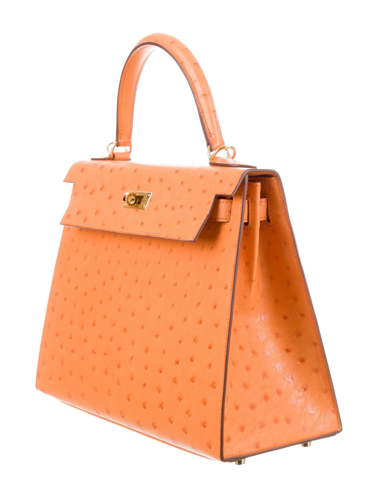 Hermes NEW Kelly 28 Blue Orange Ostrich Exotic Skin Top Handle Tote Shoulder Bag in Box

Ostrich
Gold tone hardware
Leather lining
Turn-lock closure
Made in France
Date code present (2019)
Top Handle drop 3.5