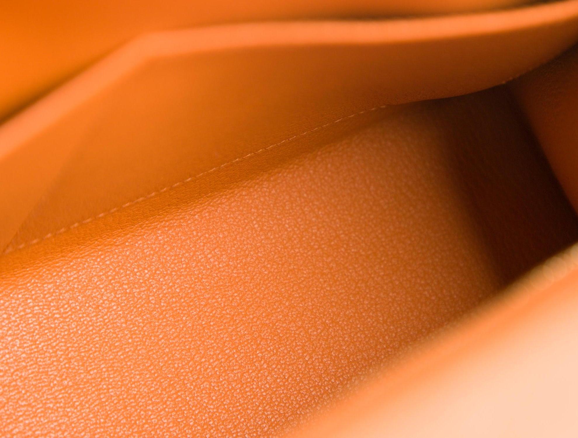 Hermes NEW Kelly 28 Orange Ostrich Exotic Top Handle Tote Shoulder Bag in Box 2