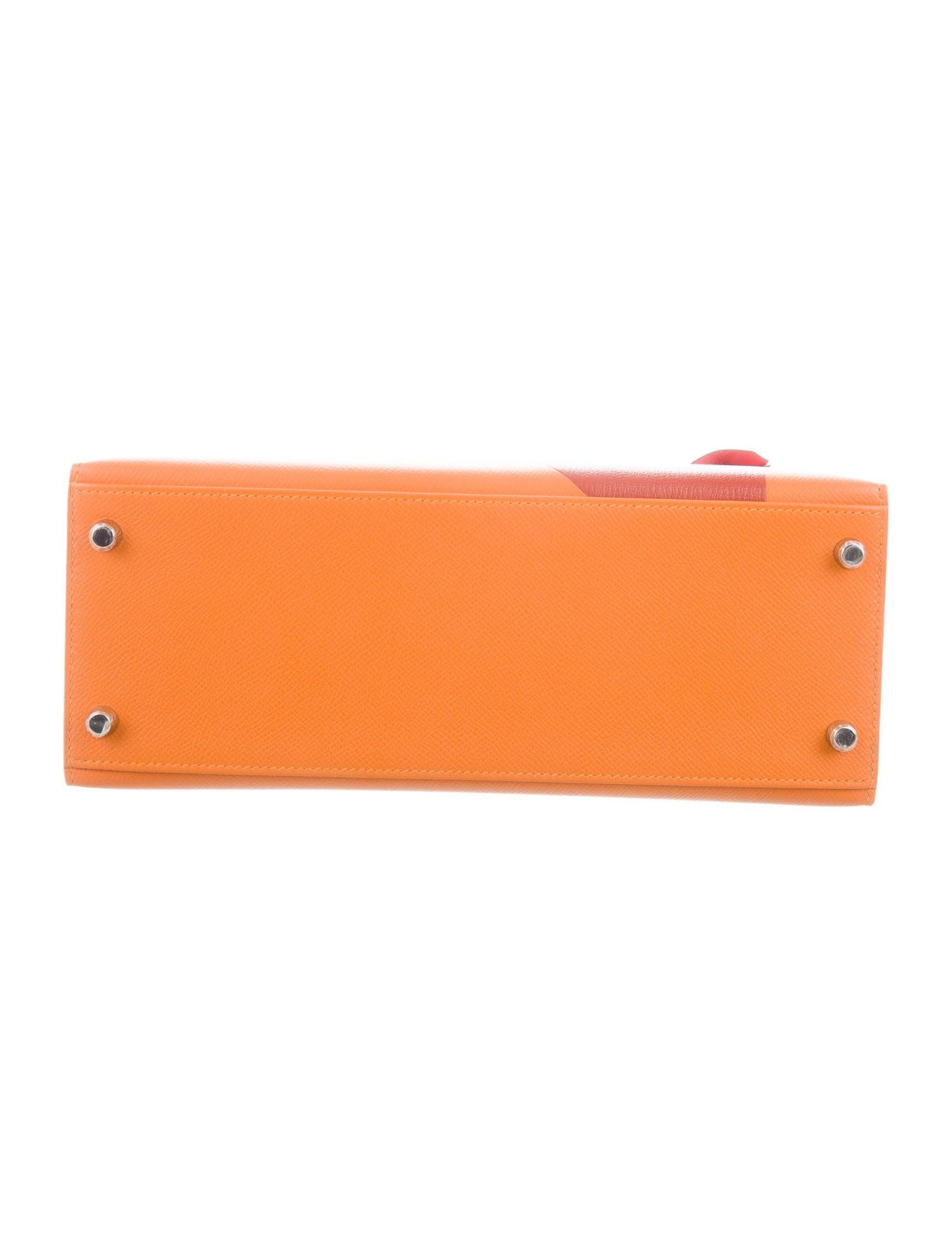 Hermes NEW Kelly 28 Orange Palladium Top Handle Tote Shoulder Bag in Box 1