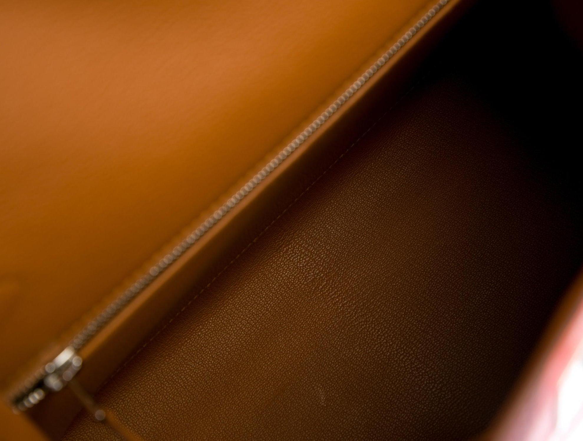 Hermes NEW Kelly 28 Orange Palladium Top Handle Tote Shoulder Bag in Box 1