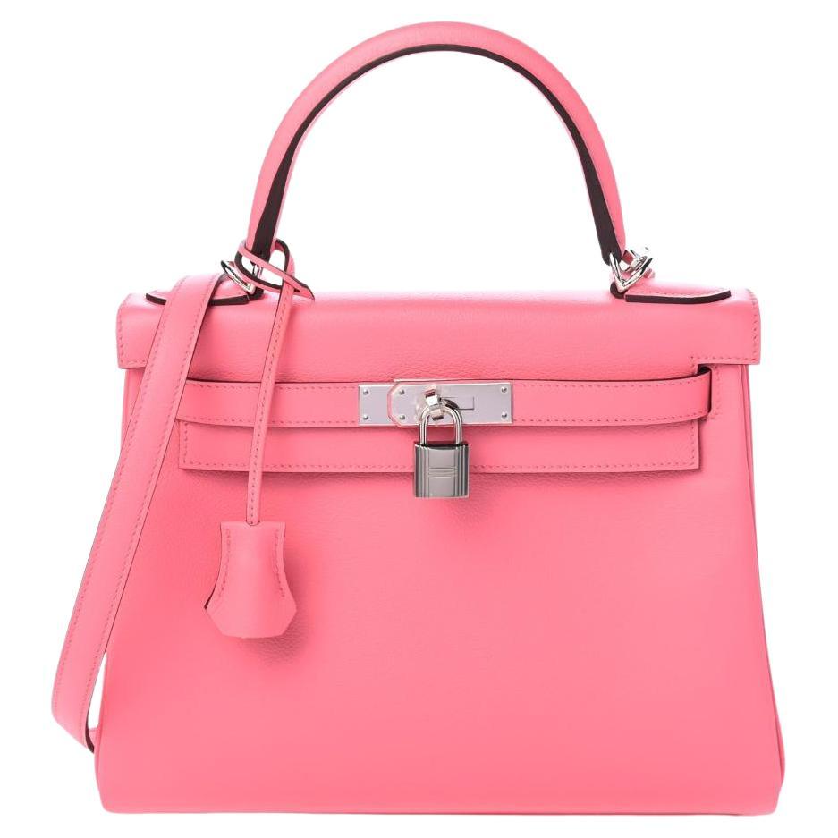 HERMÈS NEW Kelly 28 Retourne Evercolor Pink Rose Top Handle Mini Shoulder Bag
