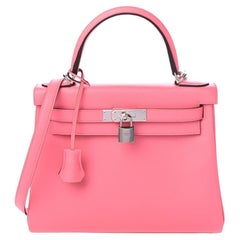 HERMÈS NEW Kelly 28 Retourne Evercolor Rosa Rose Top Handle Mini Umhängetasche