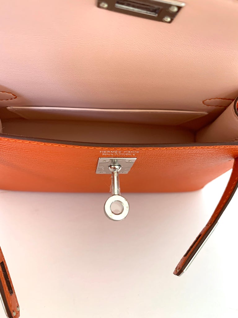 Hermes Kelly Mini Sellier 20 Bag Orange Feu / Rose Eglantine