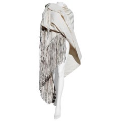 HERMÉS "New" Large Cashemere Creamy White Shawl Cape Mantle - Unworn