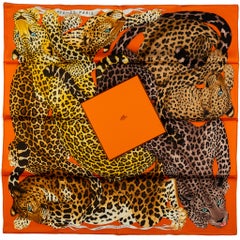 Hermès New Lazy Leopardess Orange Scarf