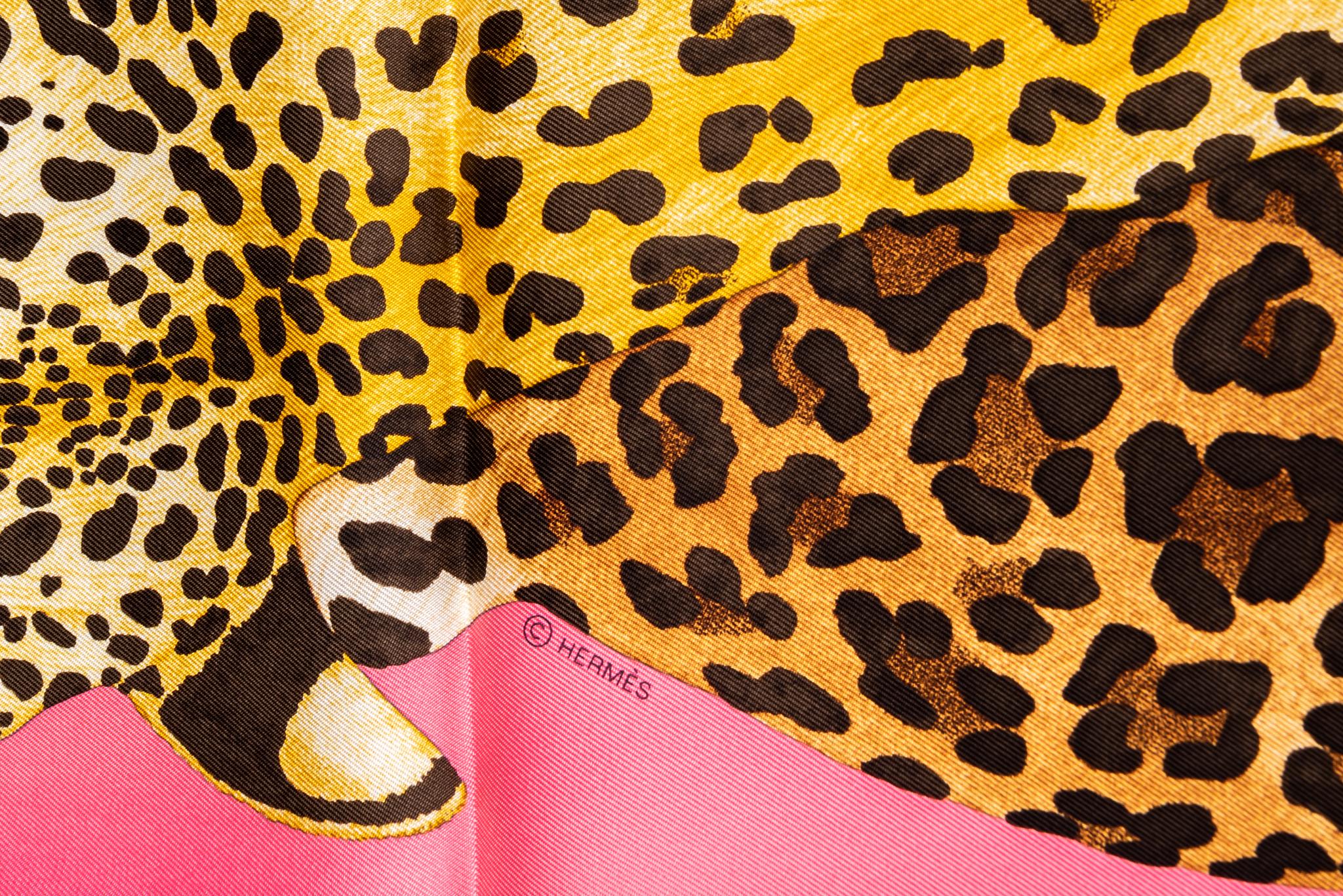 Hermès New Lazy Leopardess Silk Scarf For Sale 1