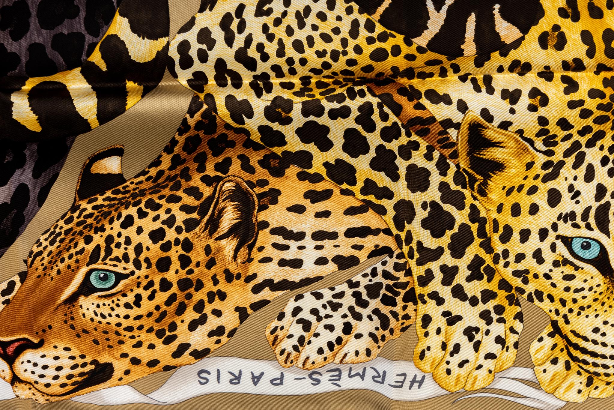 Pañuelo de seda Hermès New Lazy Leopardess 3