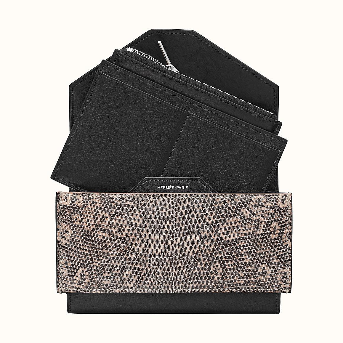 Hermes NEW Leather Lizard Exotic Palladium Small Evening Cardholder Pouch Clutch Wallet in Box 

Leather 
Lizard
Palladium-plated hardware
Fold-in flap closure
Date code present
Made in France
Measures 5